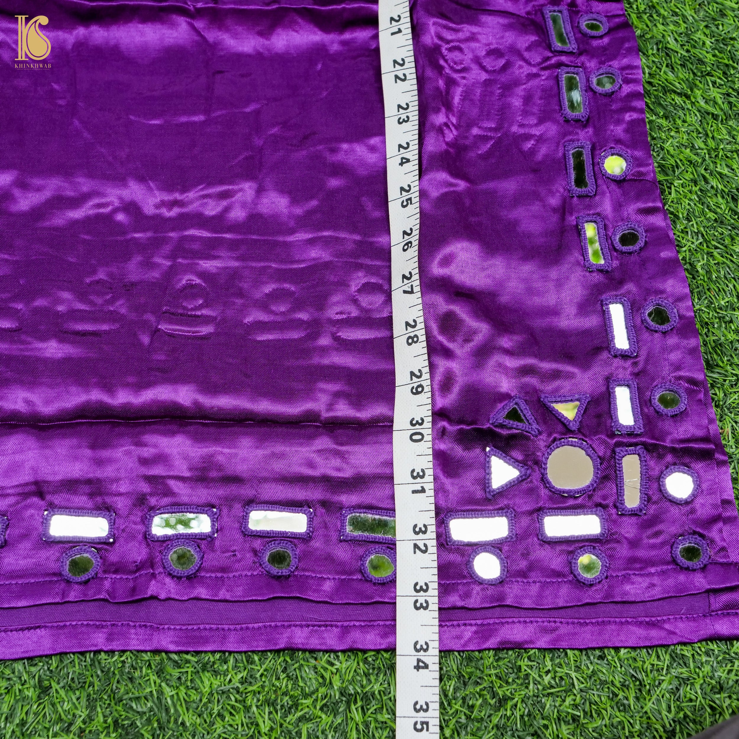 Purple Pure Mashru Silk Stitched Kurta with Mirror Work - Khinkhwab