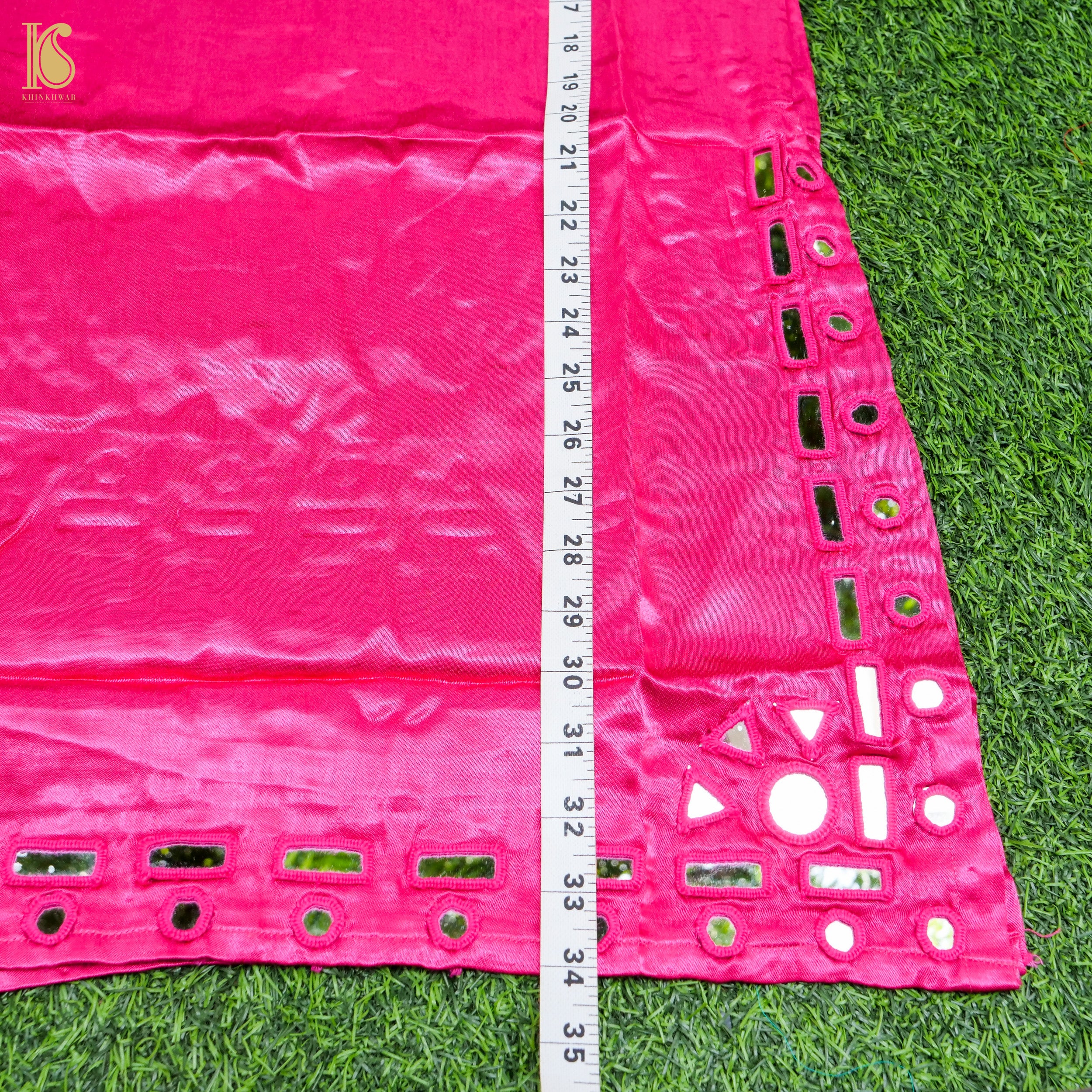 Pink Pure Mashru Silk Stitched Kurta with Mirror Work - Khinkhwab