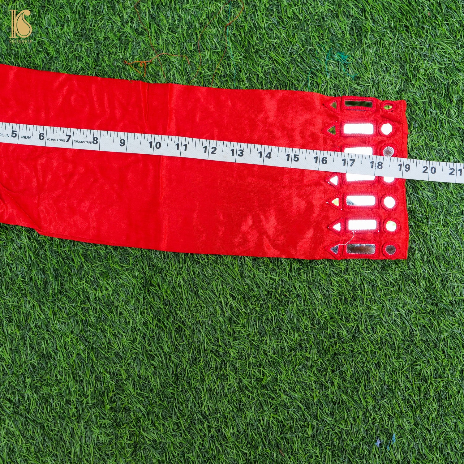 Red Pure Mashru Silk Stitched Kurta with Mirror Work - Khinkhwab