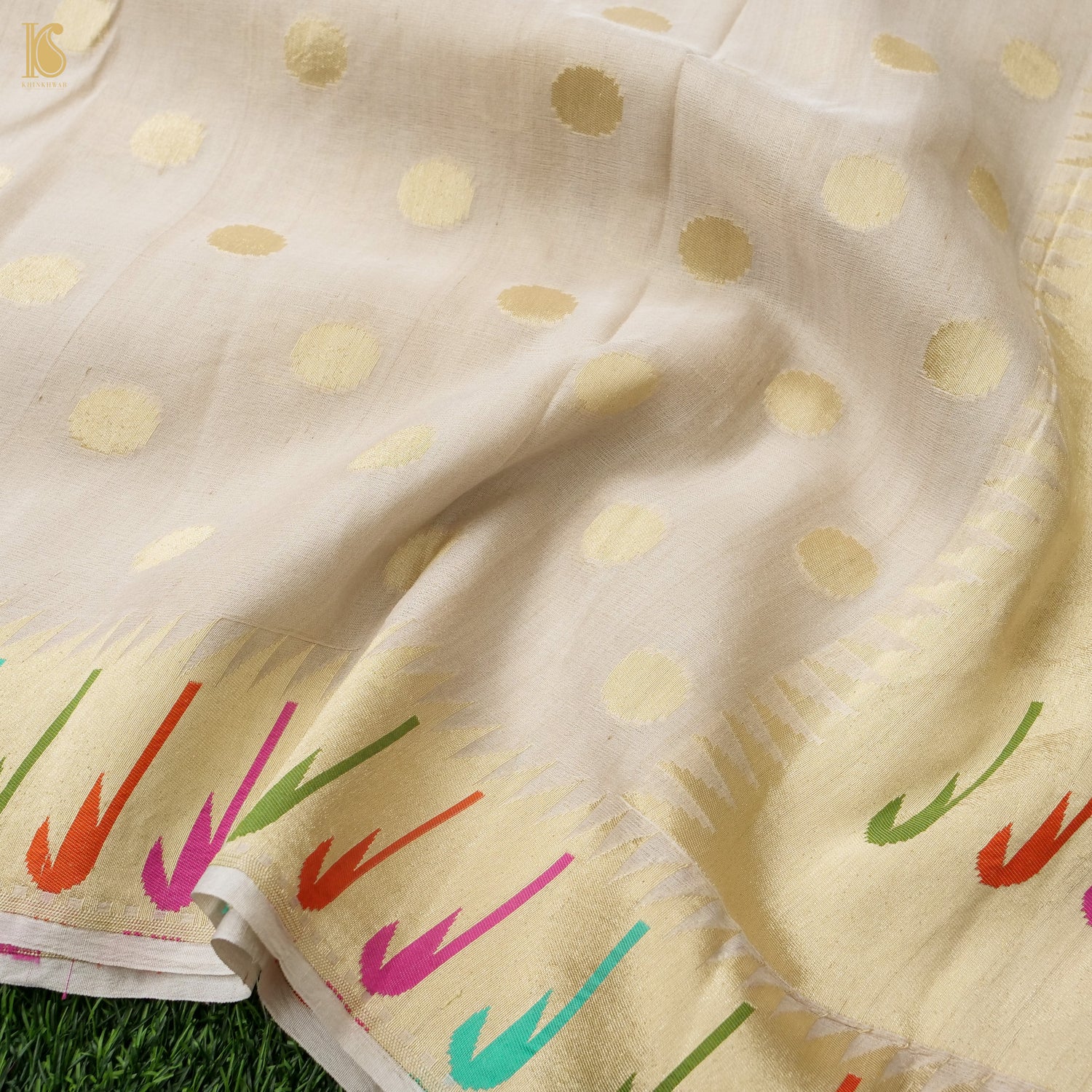 Handwoven Pure Tussar Silk Muniya Border Banarasi Saree - Khinkhwab