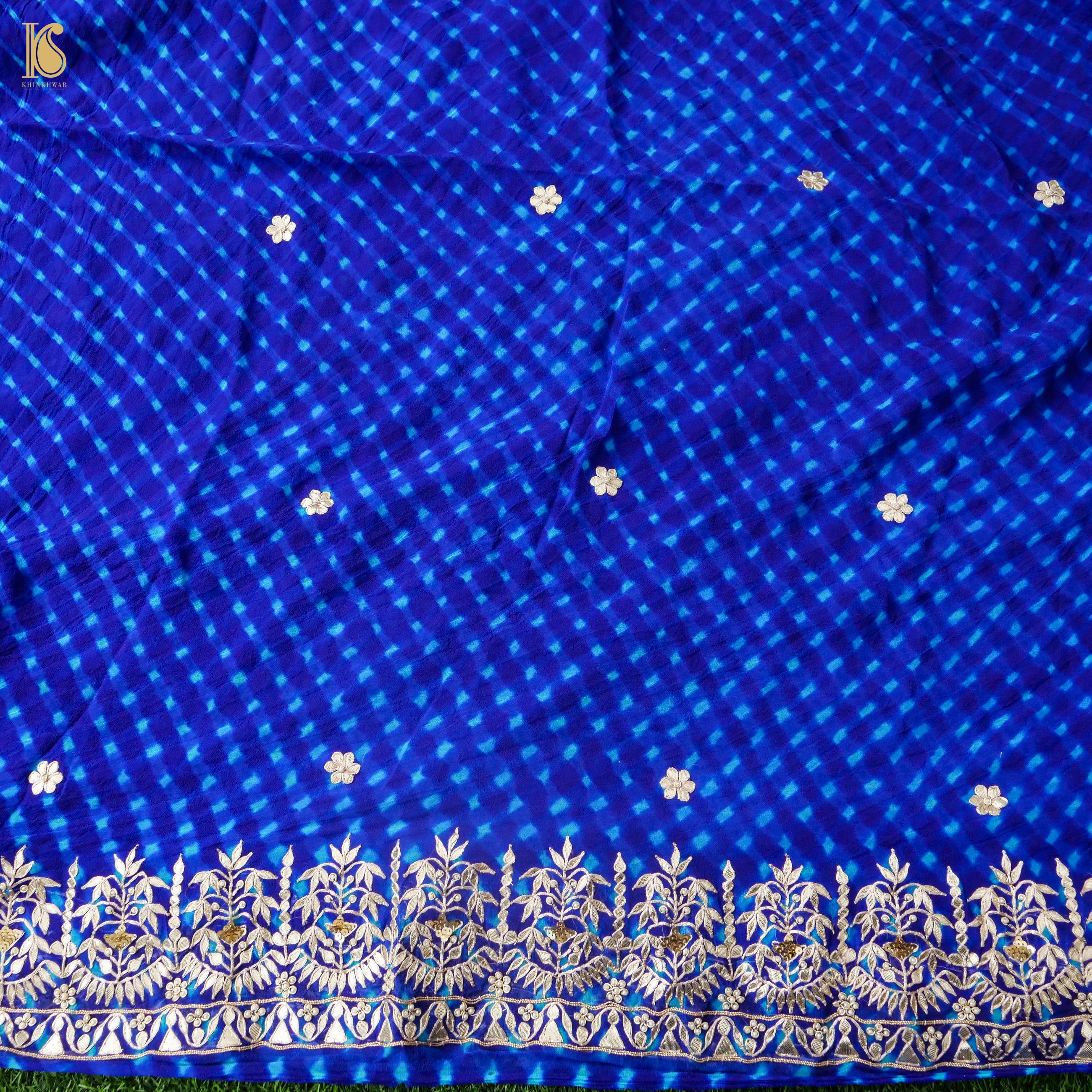 Ultramarine Blue Leheriya Pure Georgette Gotta Patti Suit Set - Khinkhwab