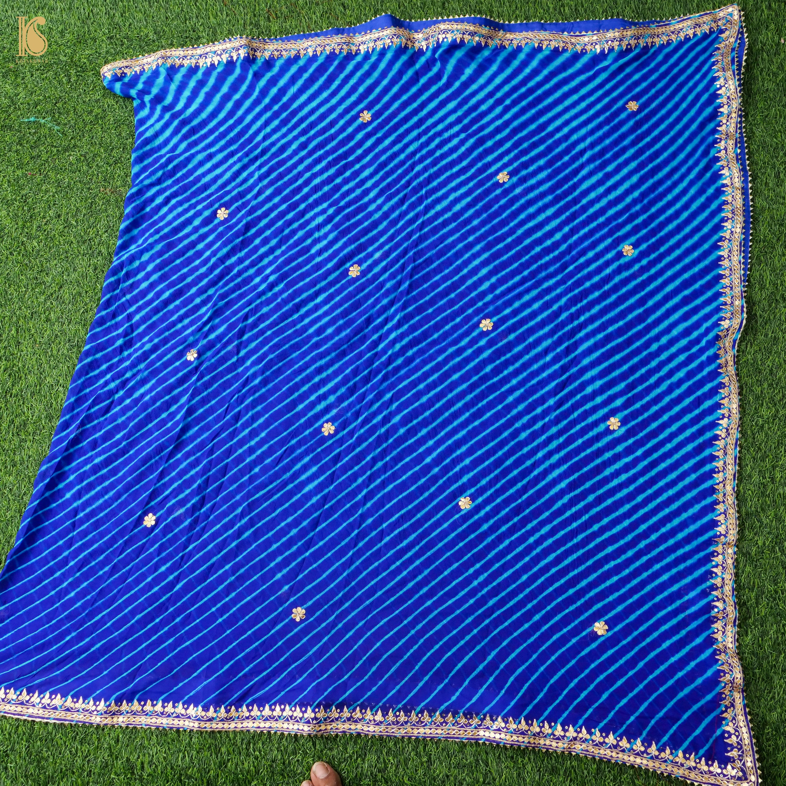 Ultramarine Blue Leheriya Pure Georgette Gotta Patti Suit Set - Khinkhwab