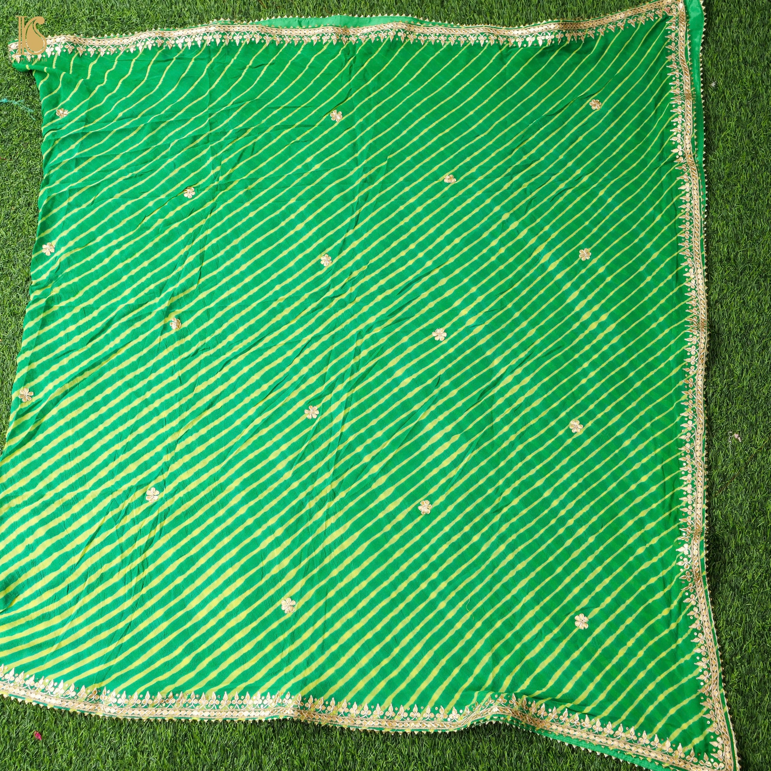 Pigment Green Leheriya Pure Georgette Gotta Patti Suit Set - Khinkhwab