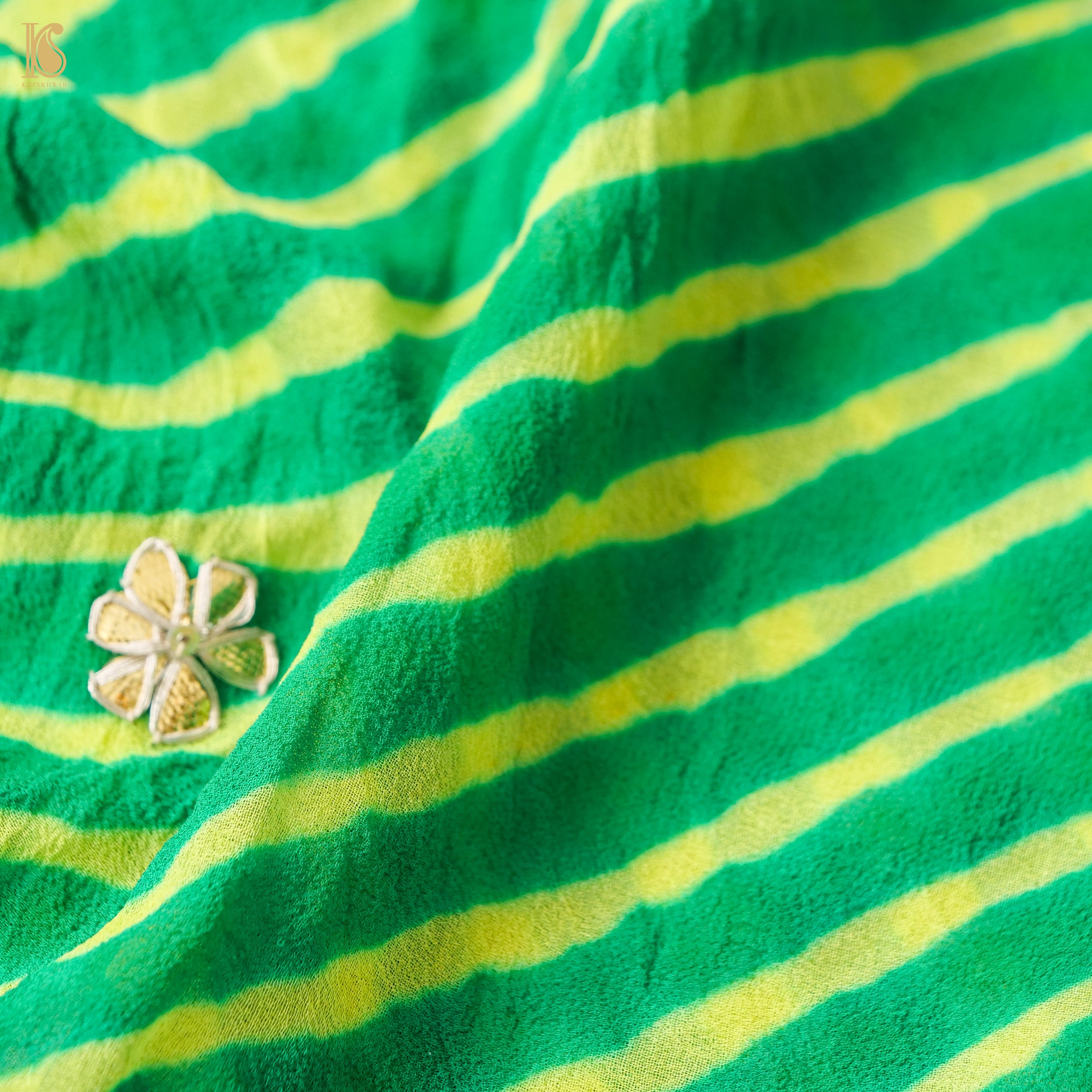 Pigment Green Leheriya Pure Georgette Gotta Patti Suit Set - Khinkhwab