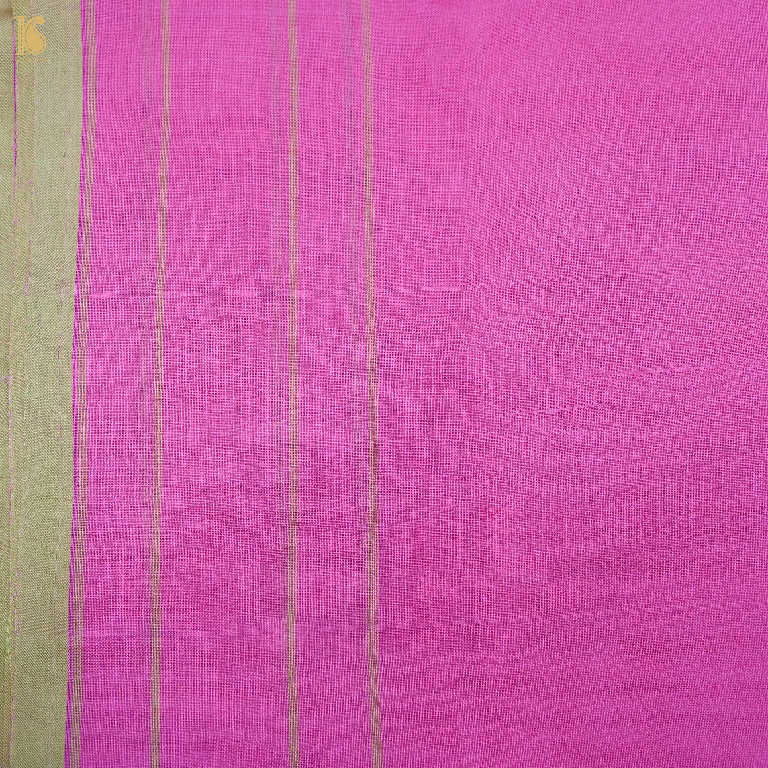 Pink Pure Cotton Handloom Banarasi Jamdani Ektara Saree - Khinkhwab