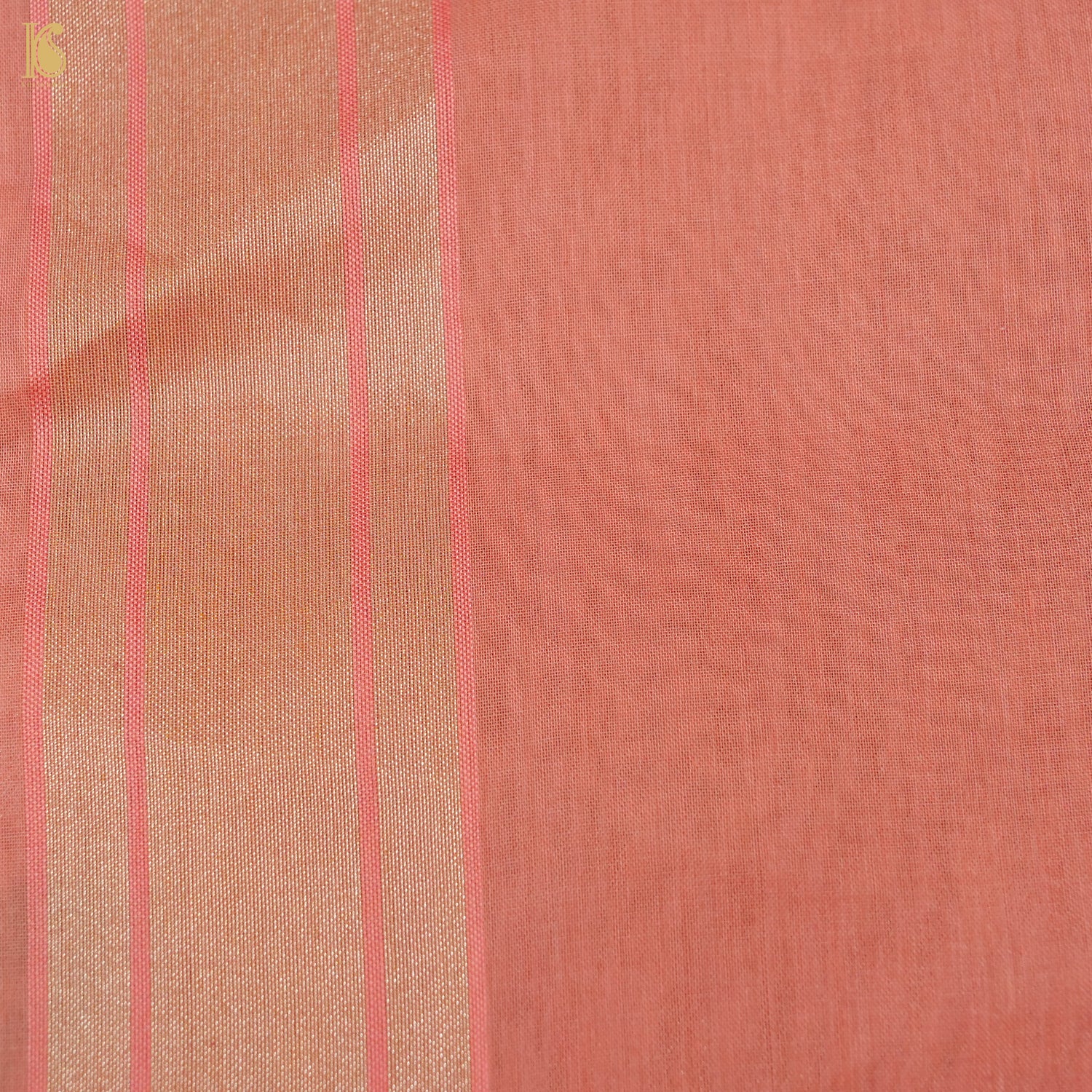 Japonica Pink Handwoven Pure Cotton Real Silver Zari Banarasi Saree - Preorder - Khinkhwab