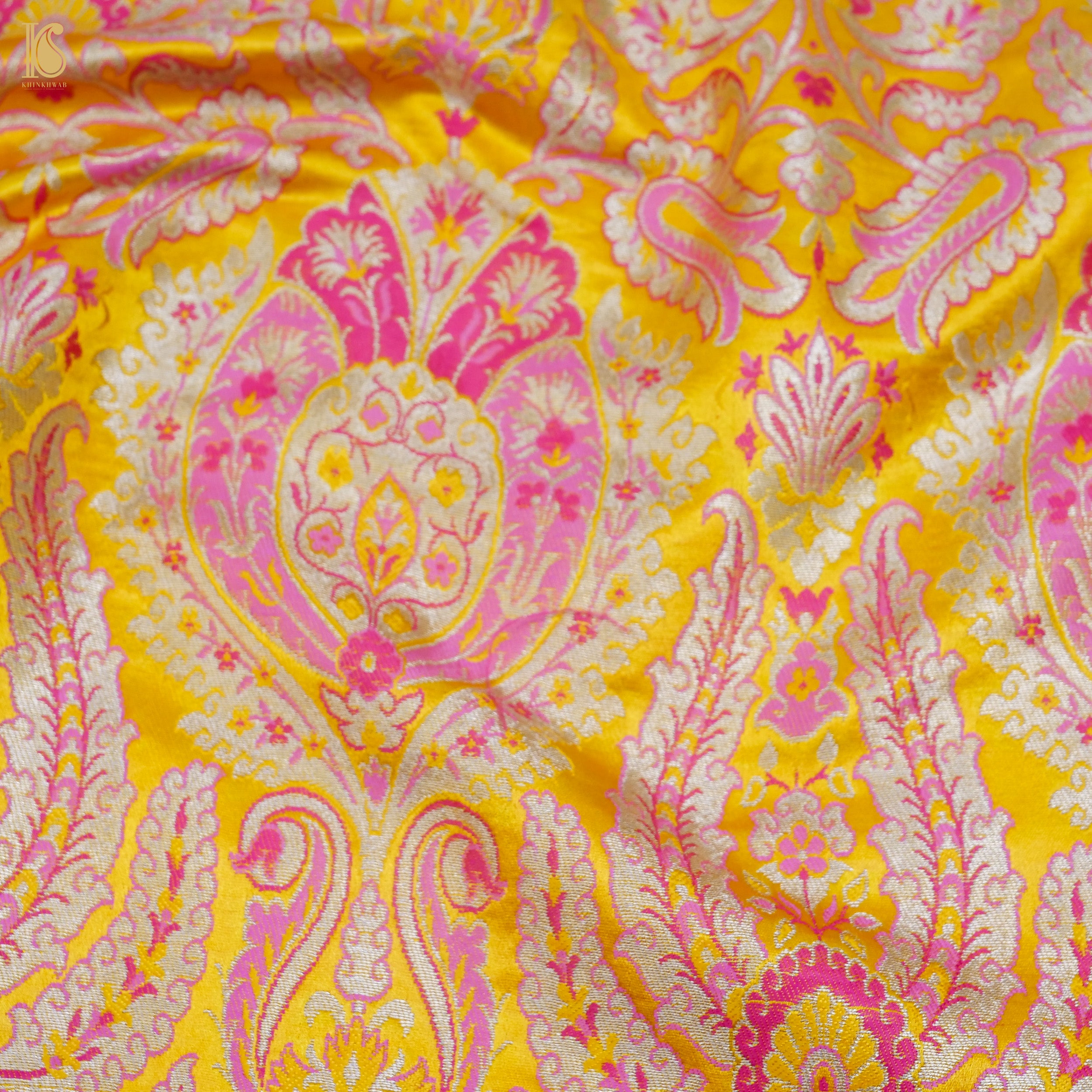 Yellow Kinkhab / Kimkhab Brocade Banarasi Fabric - Khinkhwab