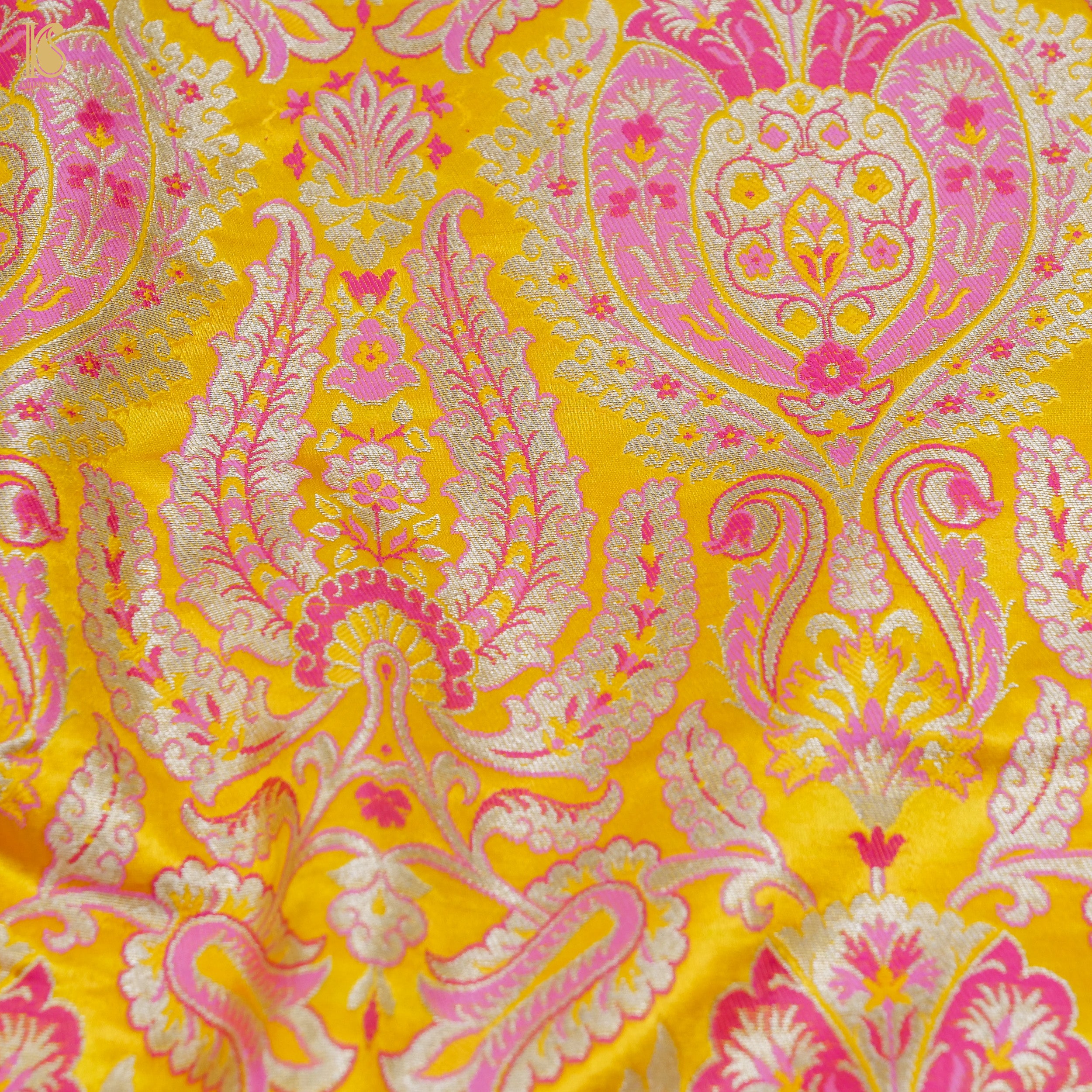 Yellow Kinkhab / Kimkhab Brocade Banarasi Fabric - Khinkhwab
