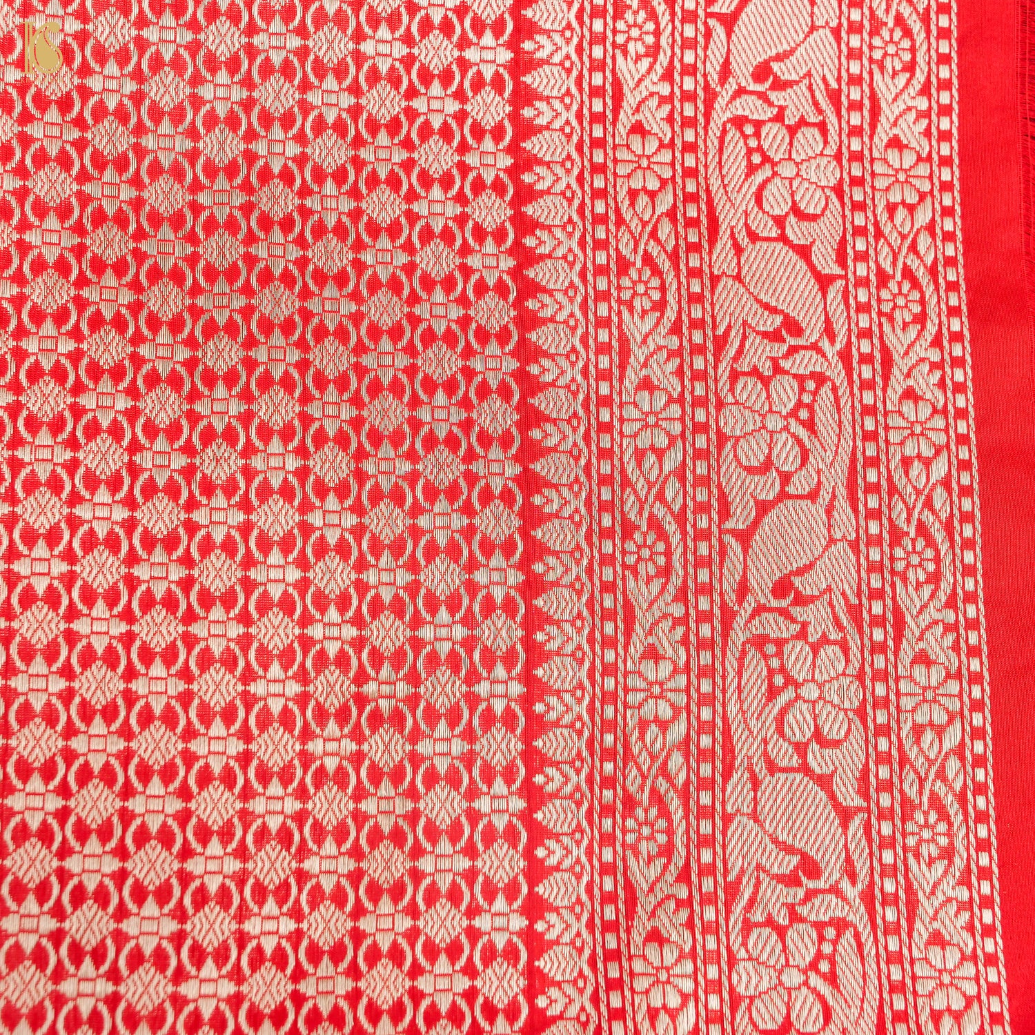 Carmine Red Handloom Katan Silk Banarasi Shikargah Saree - Khinkhwab