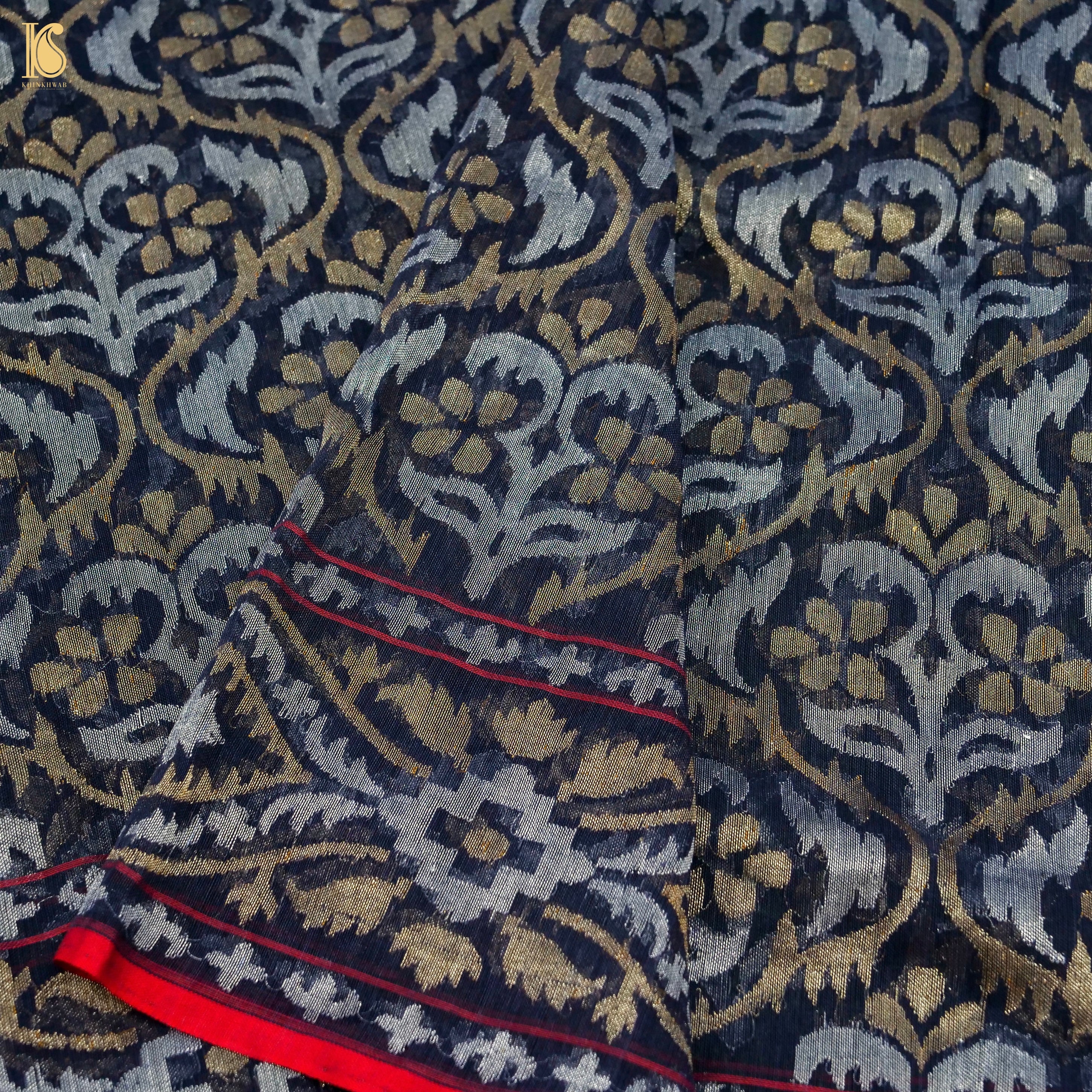 Neelambari Pure Cotton Real Silver Zari Handloom Banarasi Dupatta - Khinkhwab