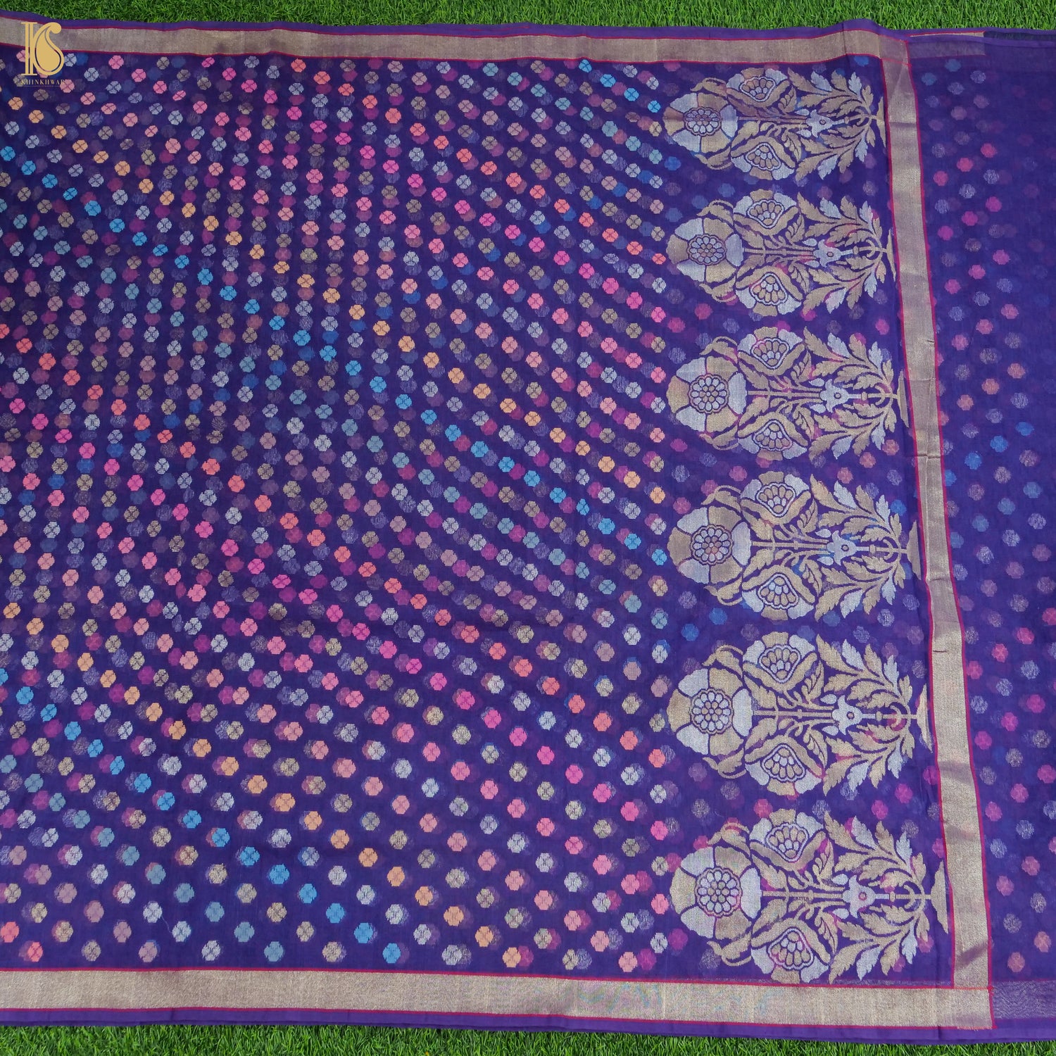 Jacksons Purple Handwoven Pure Cotton Real Zari Banarasi Saree - Preorder - Khinkhwab