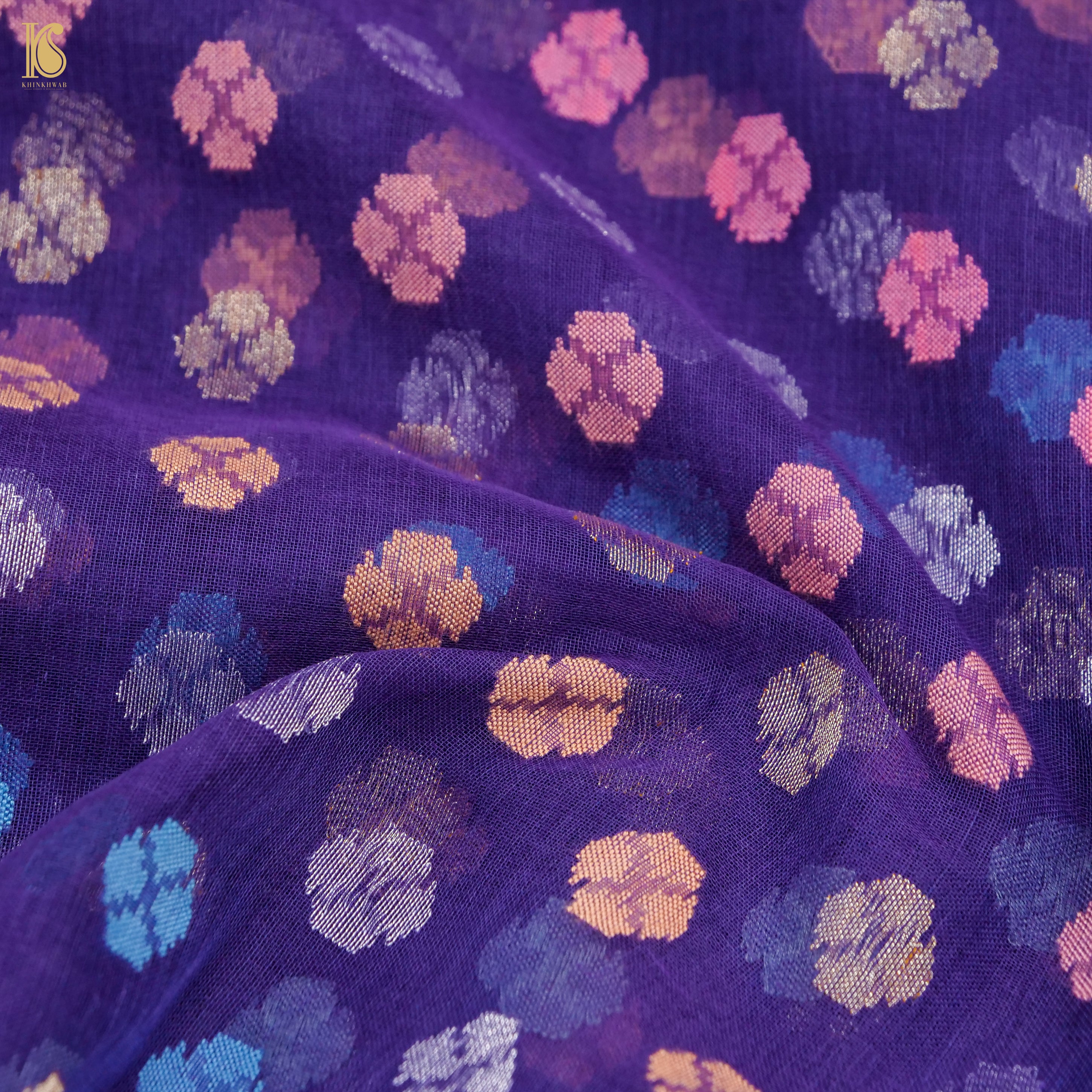 Jacksons Purple Handwoven Pure Cotton Real Zari Banarasi Saree - Preorder - Khinkhwab