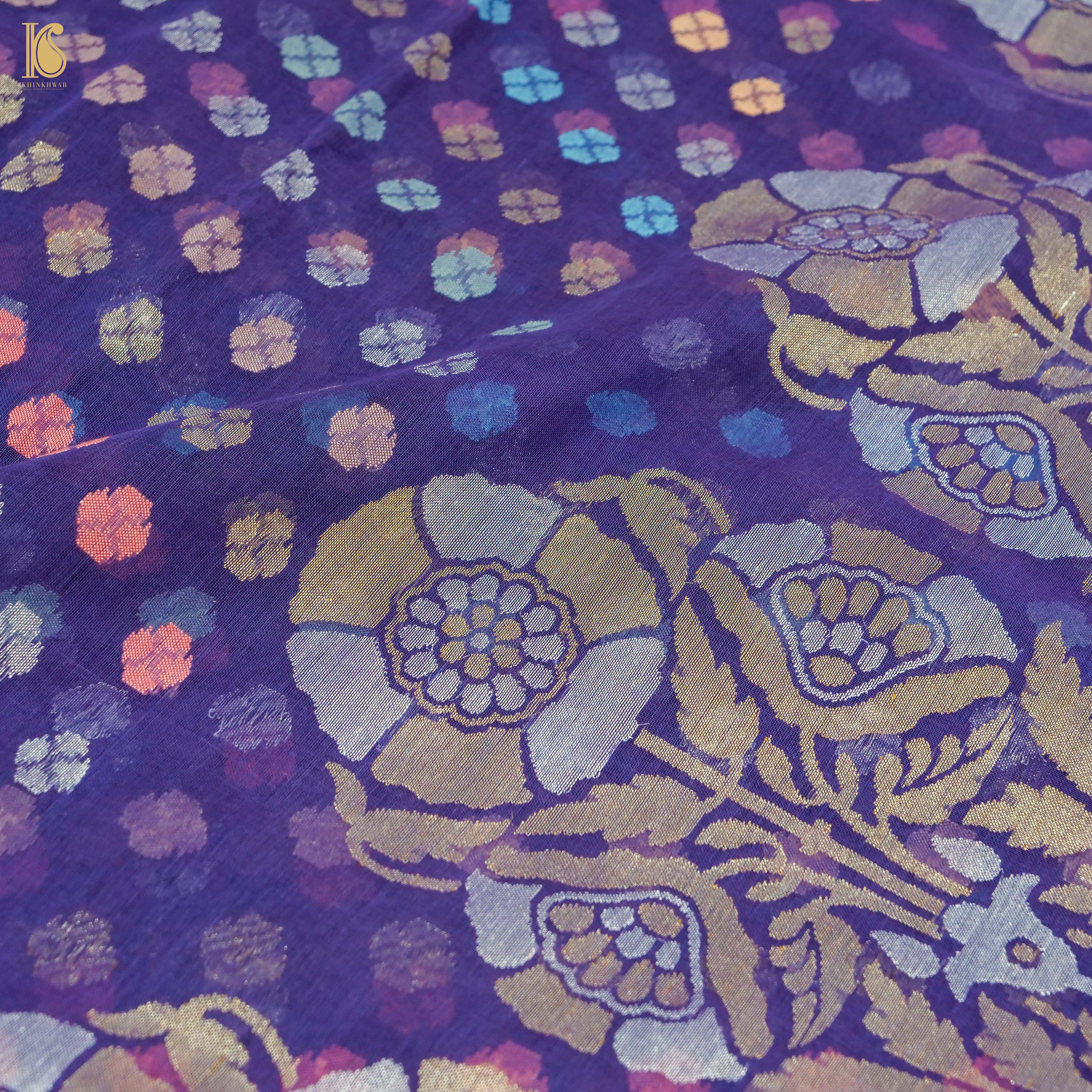 Jacksons Purple Handwoven Pure Cotton Real Zari Banarasi Saree - Preorder - Khinkhwab