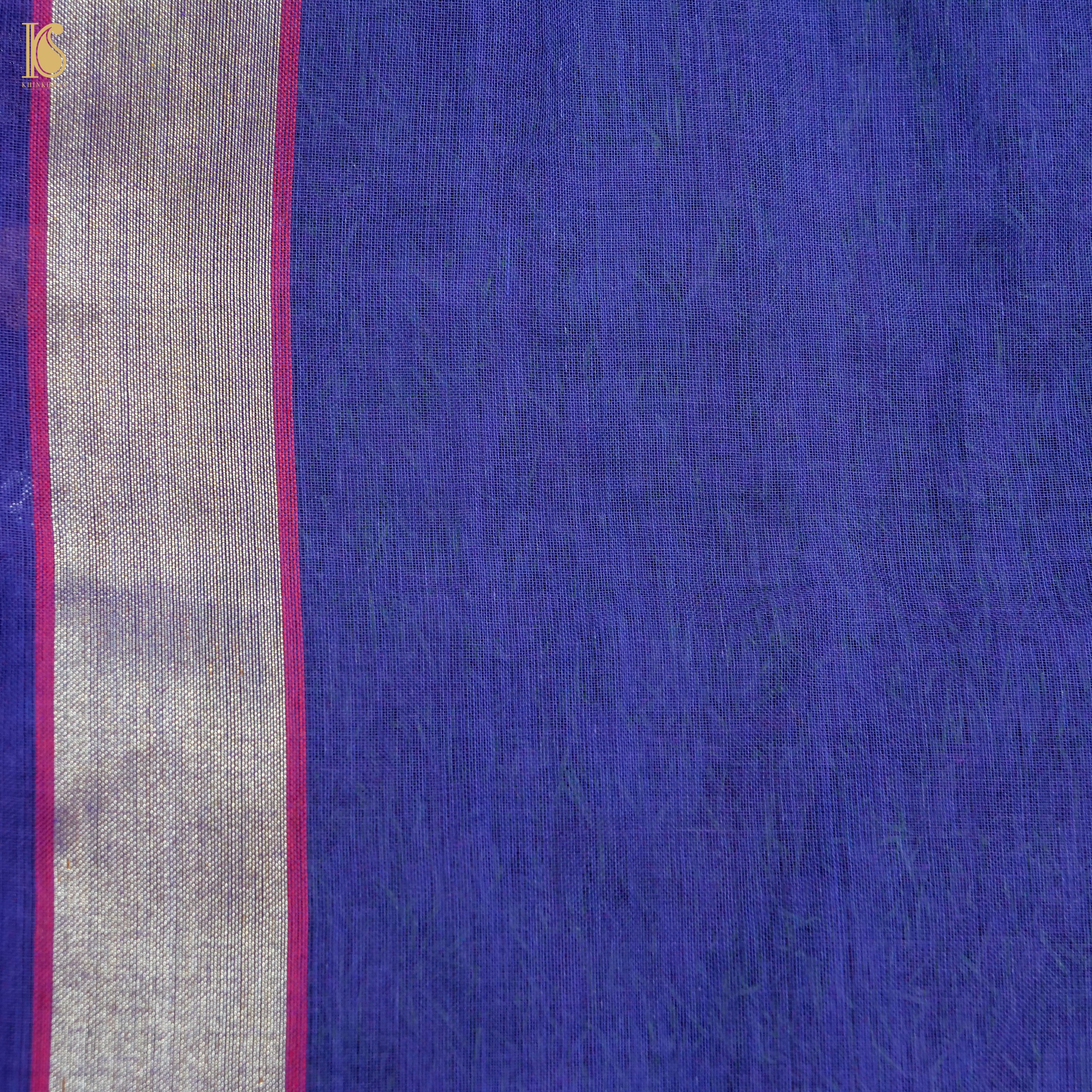 Jacksons Purple Handwoven Pure Cotton Real Zari Banarasi Saree - Preorder - Khinkhwab