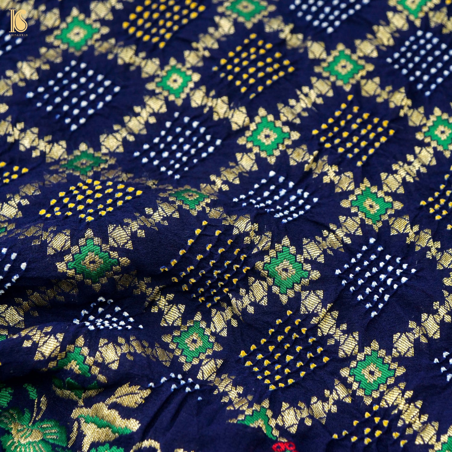 Midnight Blue Banarasi Pure Georgette Bandhani Saree - Khinkhwab