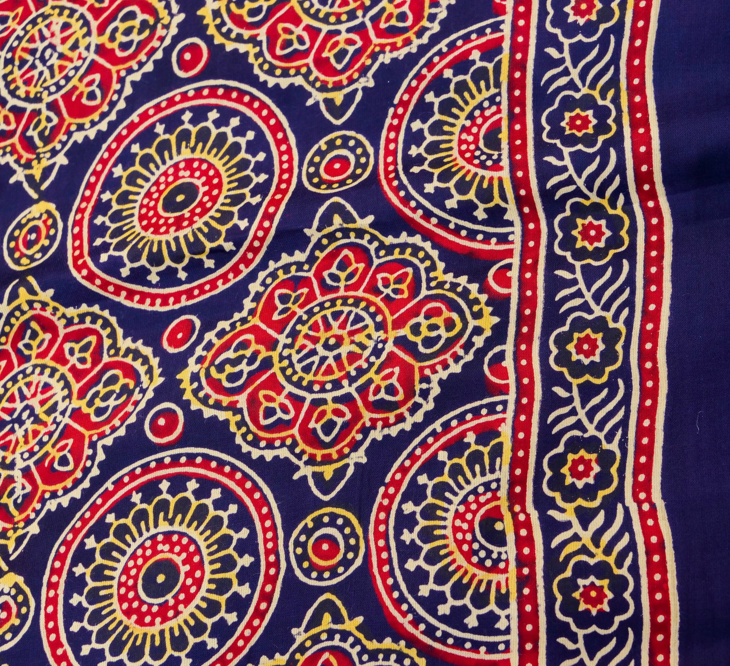 Blue Gajji Silk Handblock Ajrakh Saree - Khinkhwab