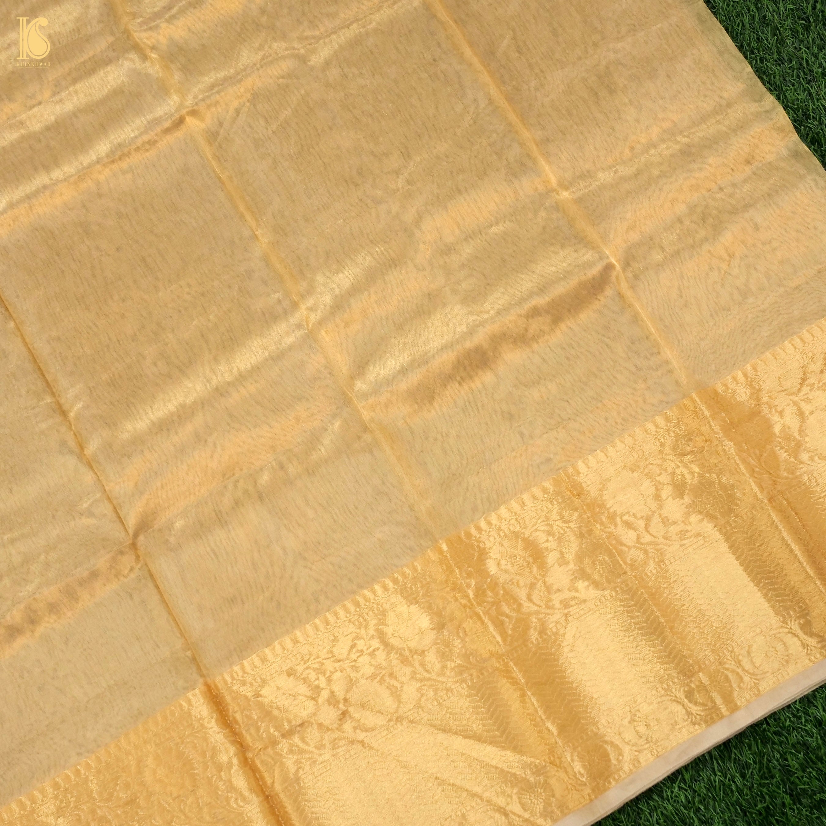 Pure Plain Tissue Silk Handwoven Banarasi Saree - Khinkhwab