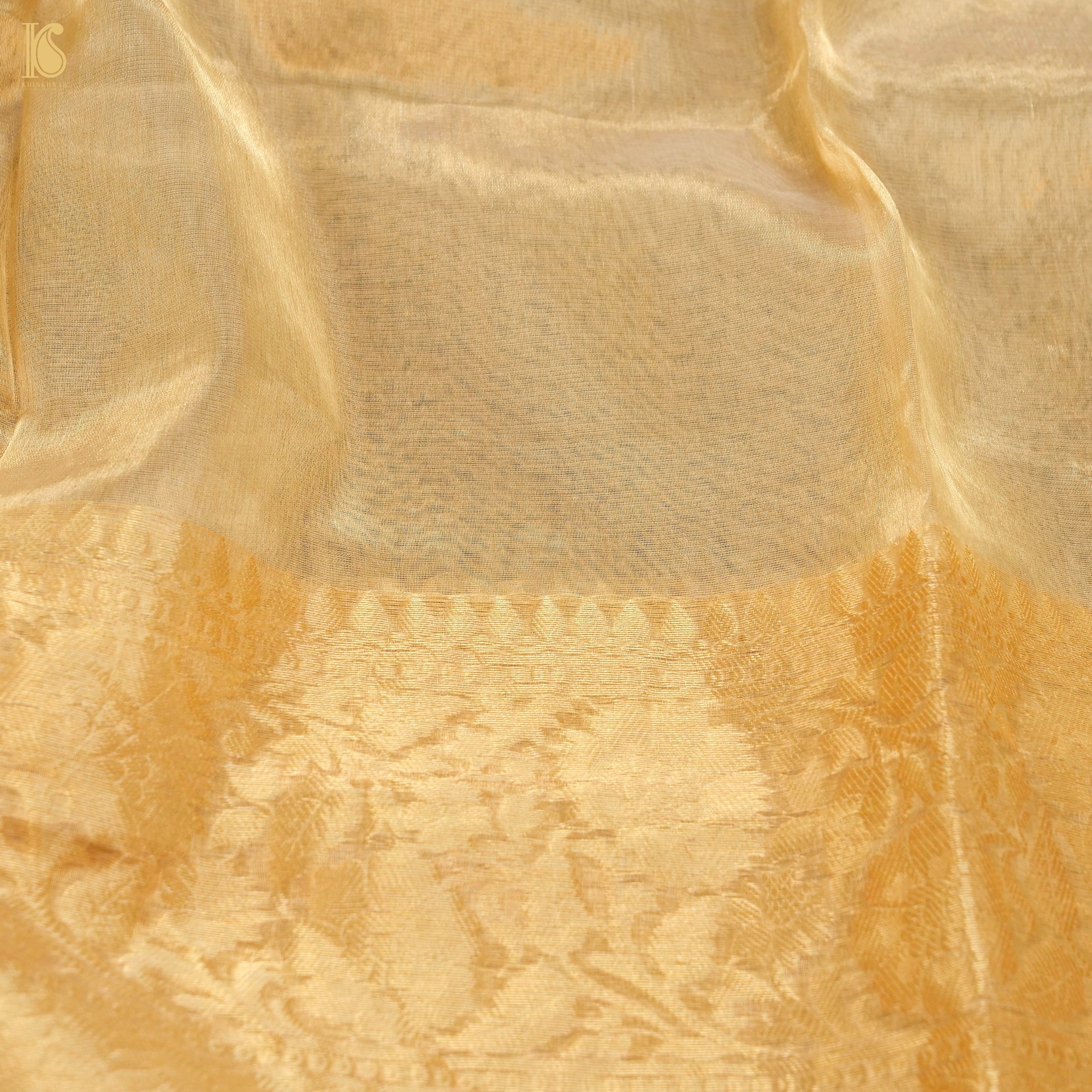 Pure Plain Tissue Silk Handwoven Banarasi Saree - Khinkhwab