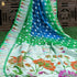 Blue & Green Pure Georgette Muniya Border Banarasi Bareek Bandhani Saree - Khinkhwab