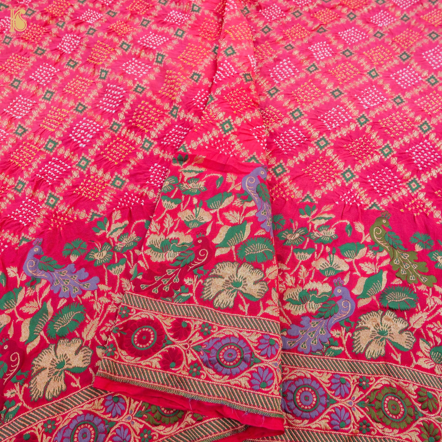 Pink Banarasi Pure Georgette Bandhani Saree - Khinkhwab