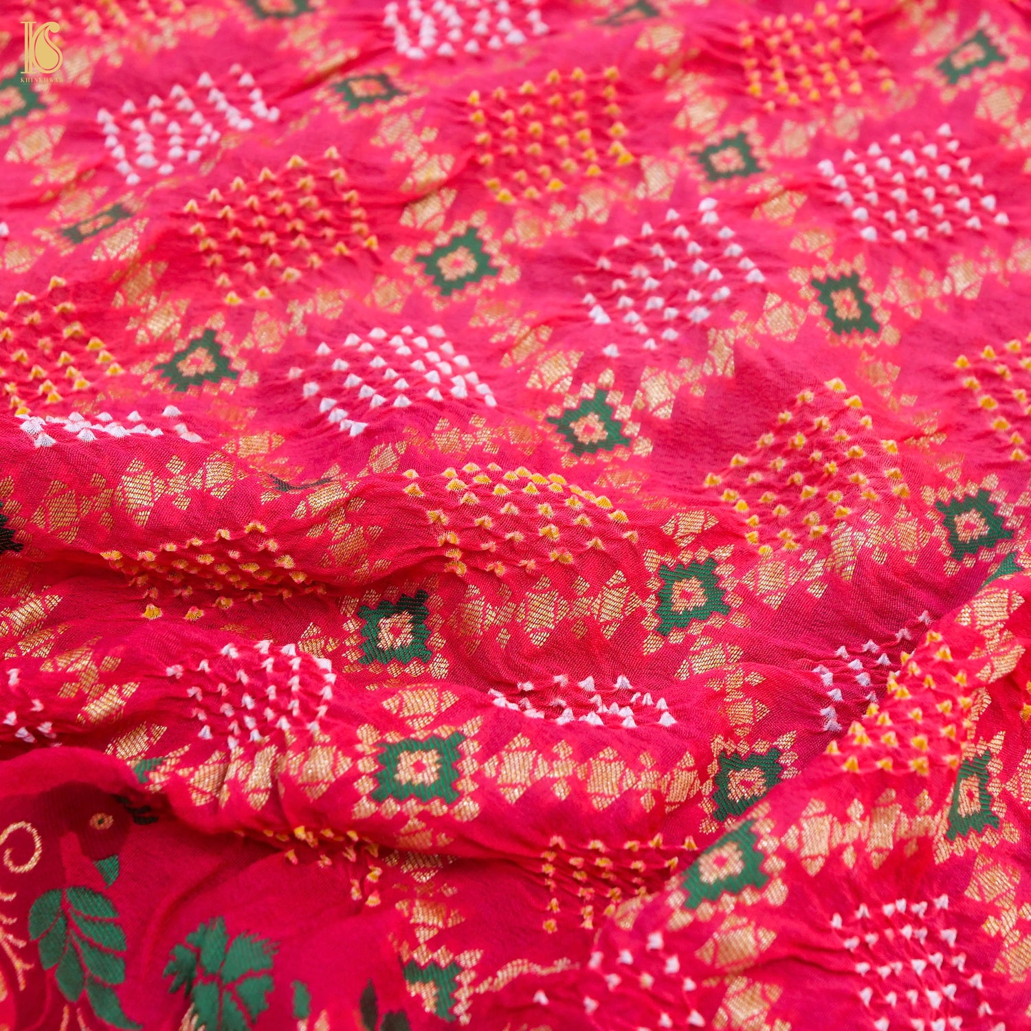 Pink Banarasi Pure Georgette Bandhani Saree - Khinkhwab