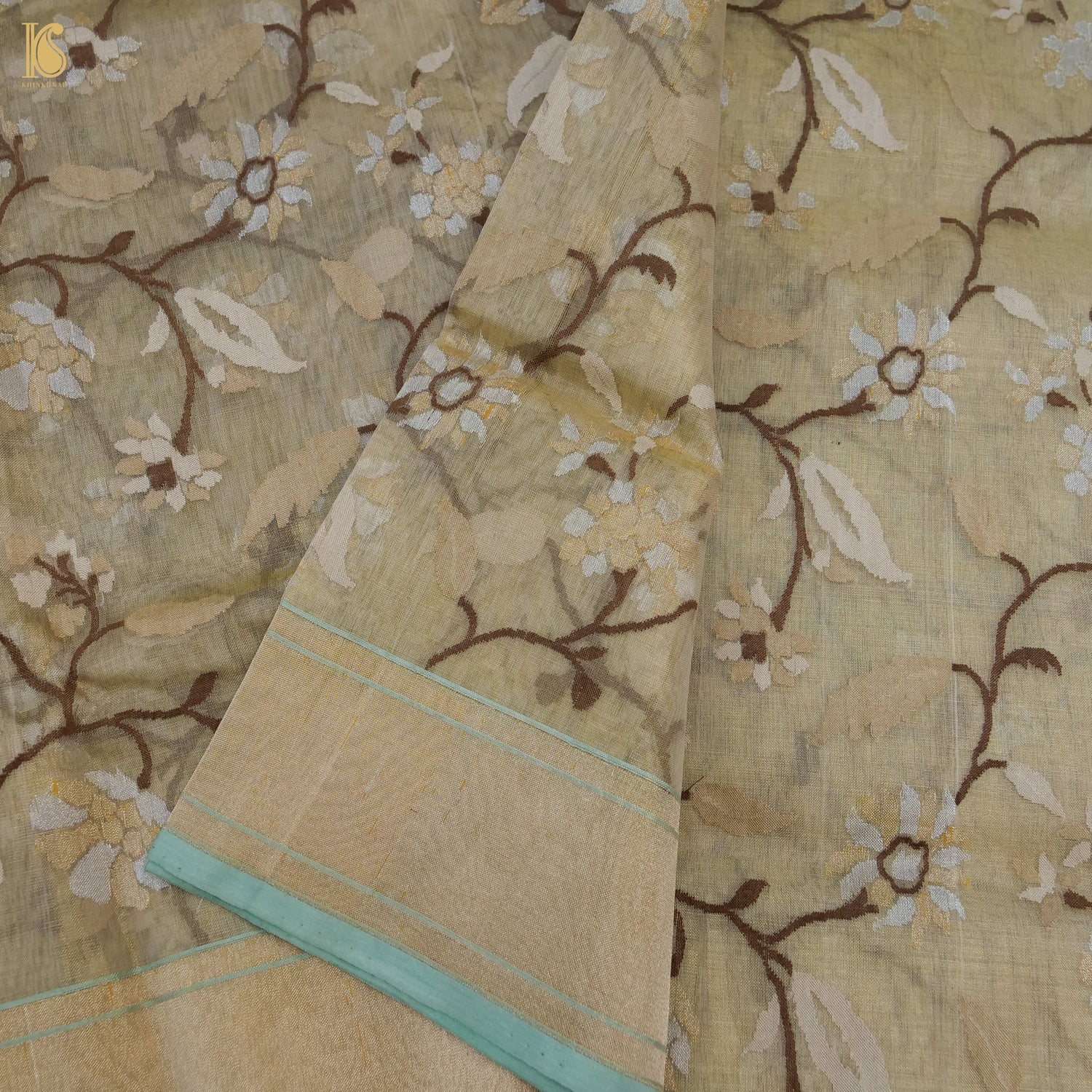 Pure Tissue Silk Real Silver Zari Handloom Banarasi Saree - Khinkhwab