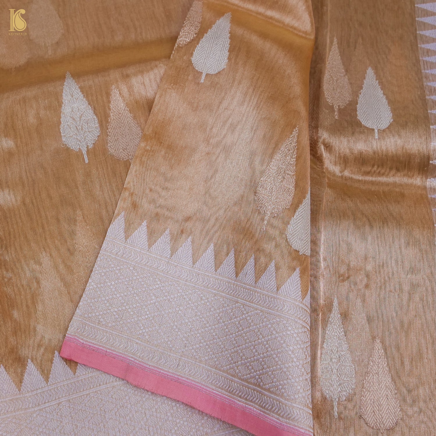 Rekha - Pure Tissue Silk Handwoven Banarasi Orange Kadwa Saree - Khinkhwab