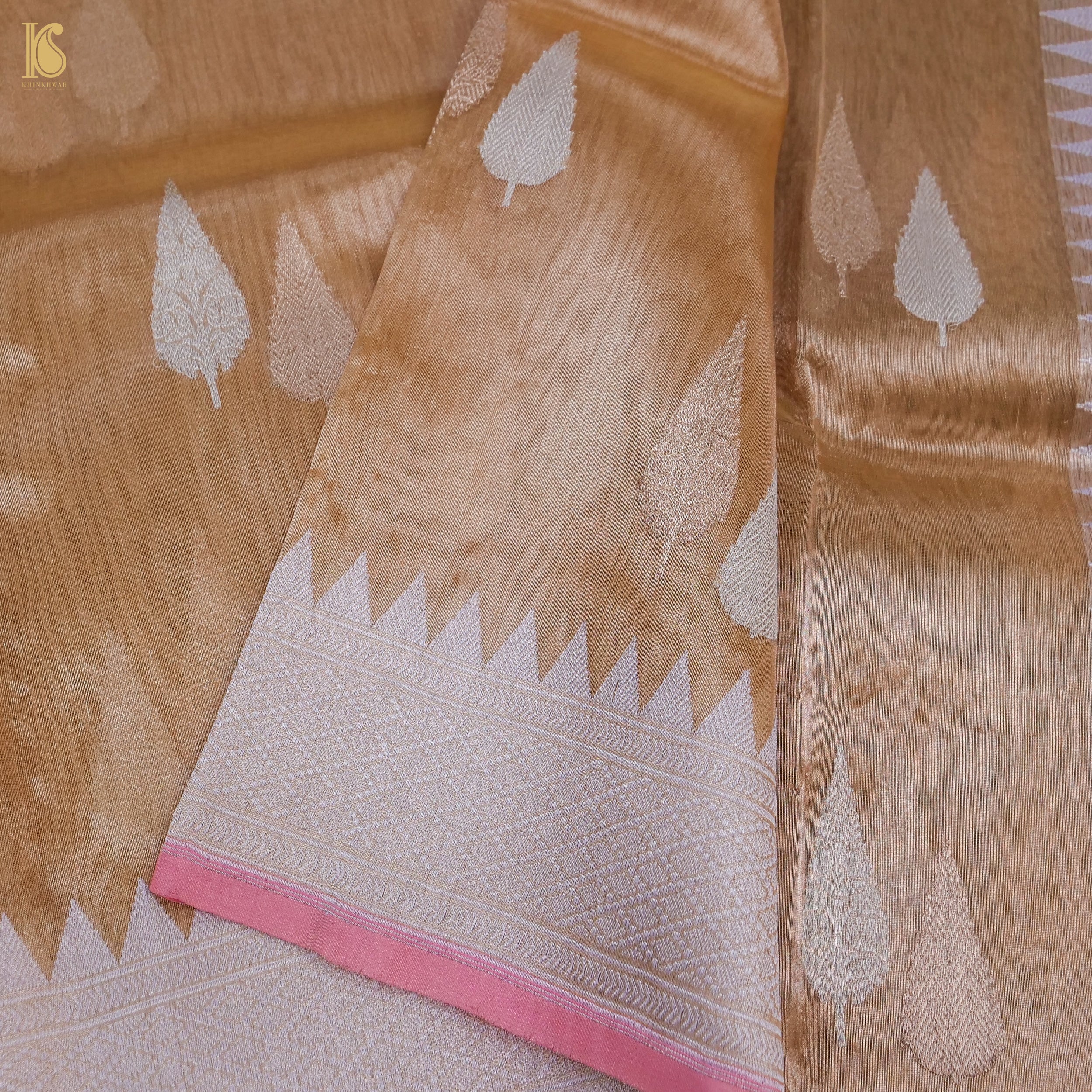 Rekha - Pure Tissue Silk Handwoven Banarasi Orange Kadwa Saree - Khinkhwab
