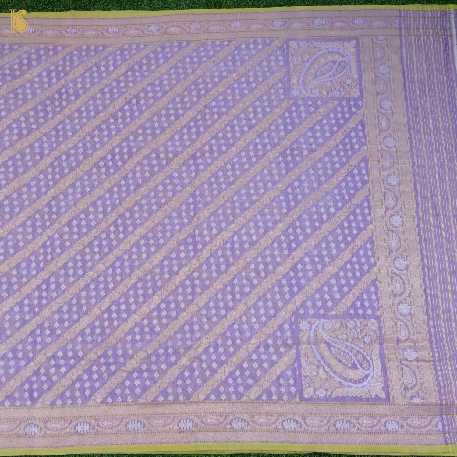 Deluge Purple Pure Cotton Handloom Banarasi Jamdani Ektara Saree - Khinkhwab