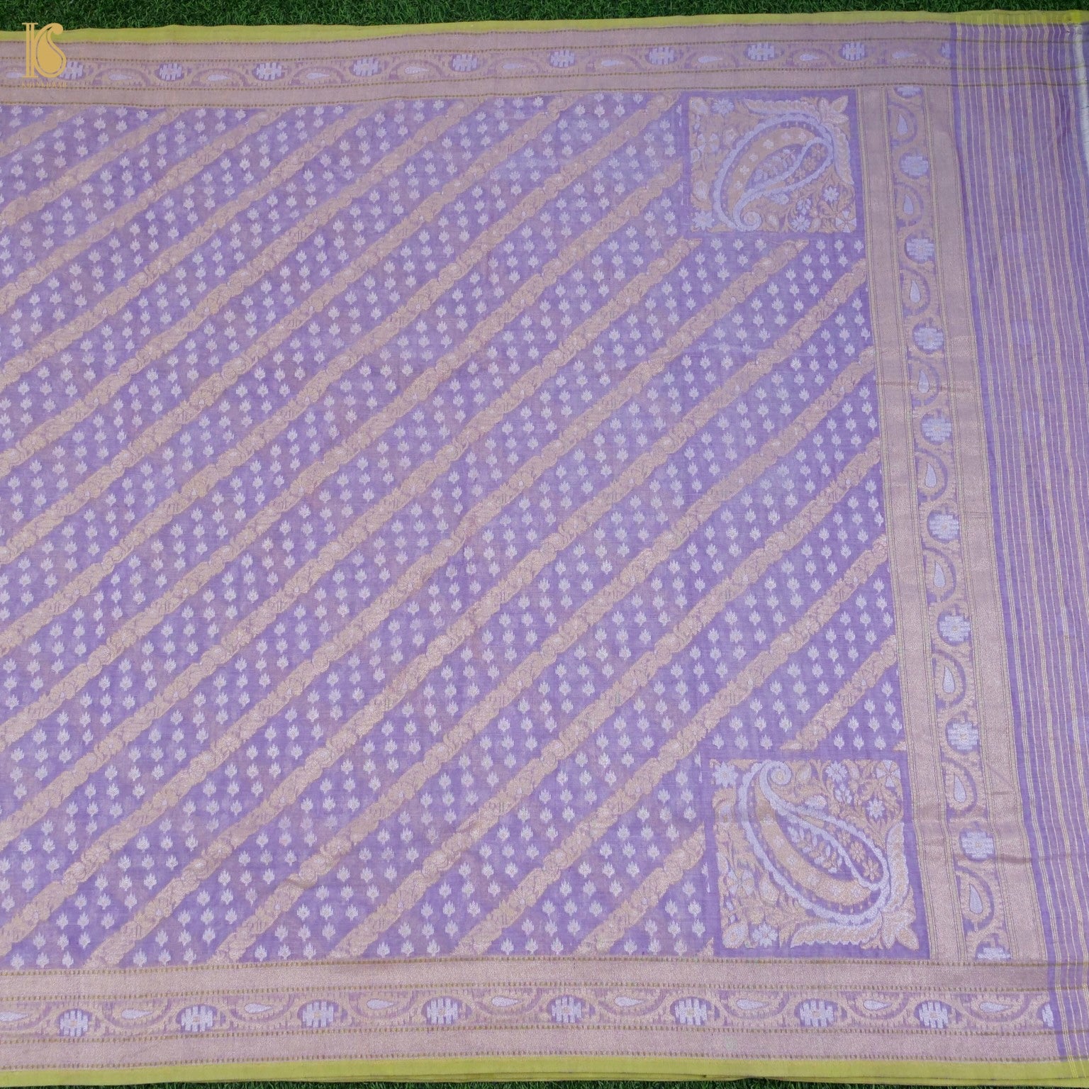 Deluge Purple Pure Cotton Handloom Banarasi Jamdani Ektara Saree - Khinkhwab