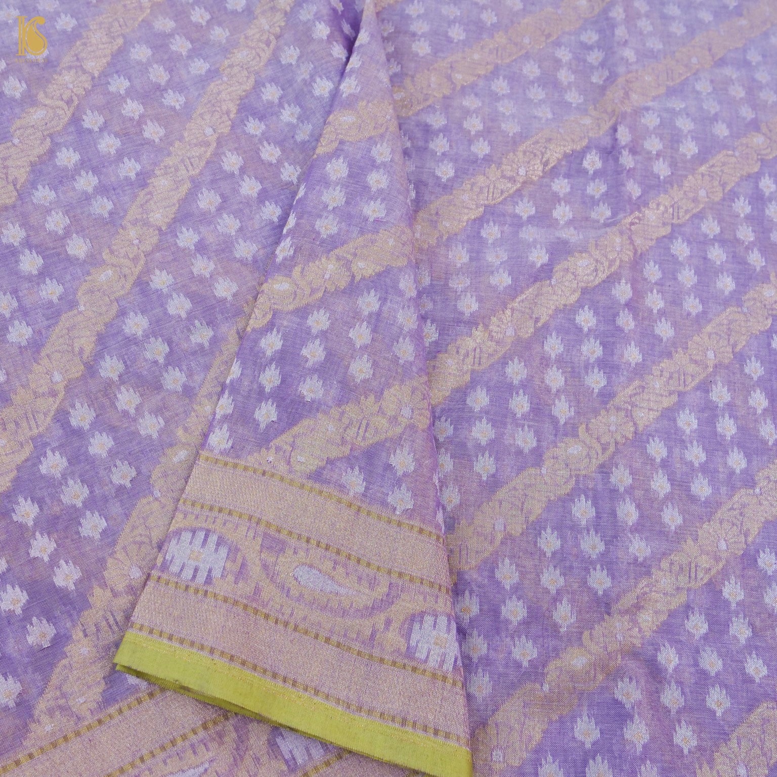 Deluge Purple Pure Cotton Handloom Banarasi Jamdani Ektara Saree - Khinkhwab