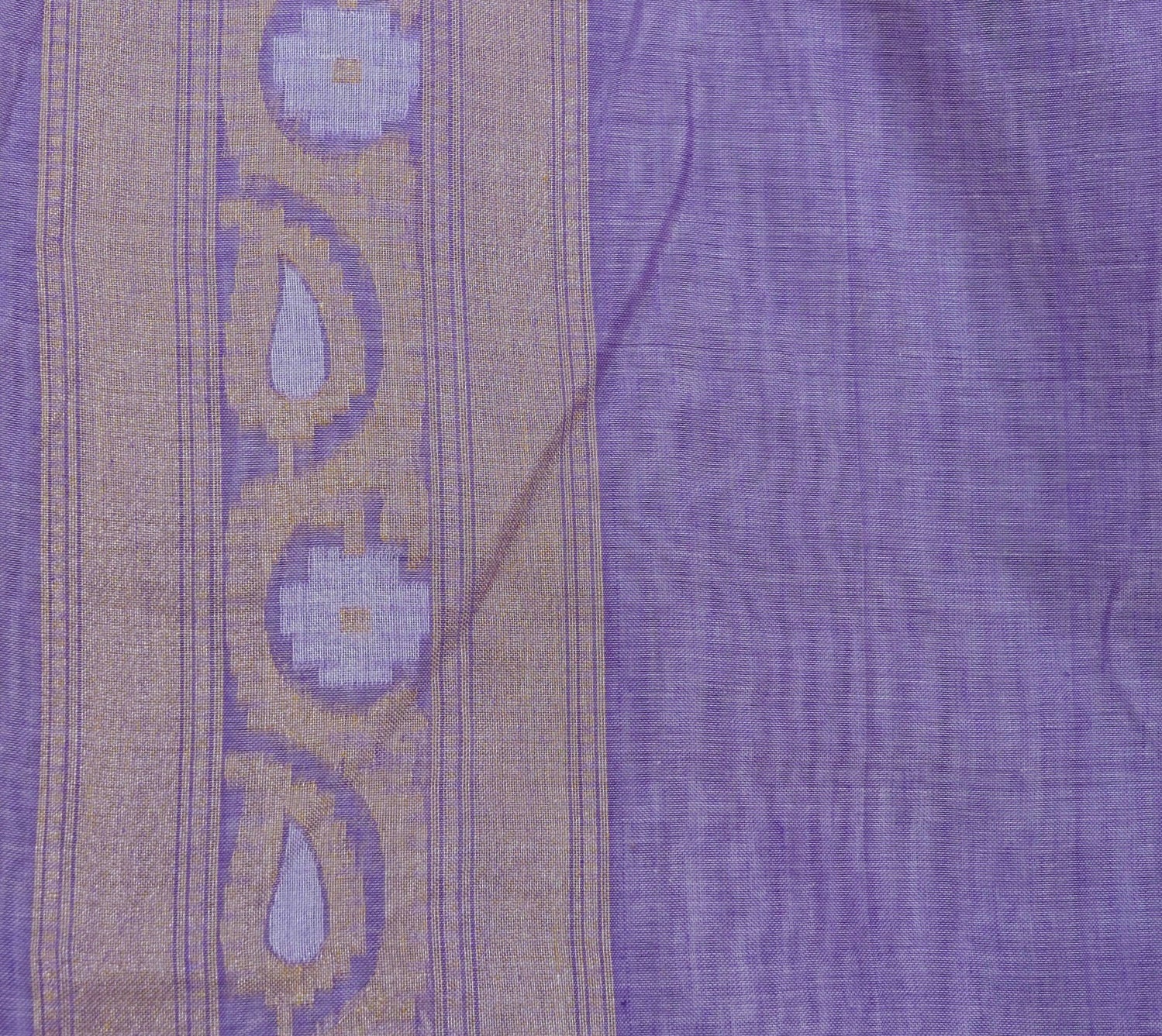 Deluge Purple Pure Cotton Handloom Banarasi Jamdani Ektara Saree - Khinkhwab
