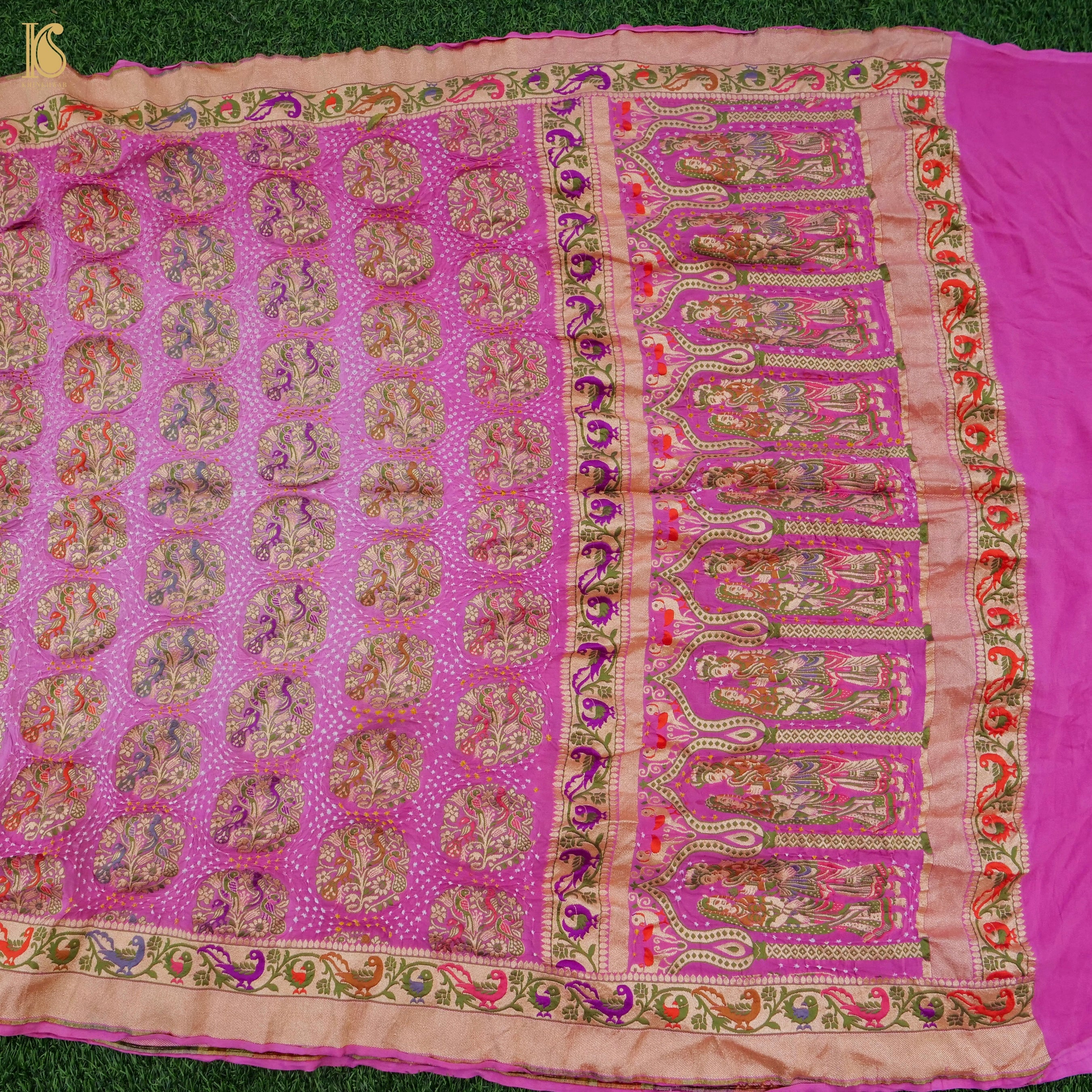 Mulberry Pink Georgette Handloom Banarasi Bandhani Patola Dupatta - Khinkhwab