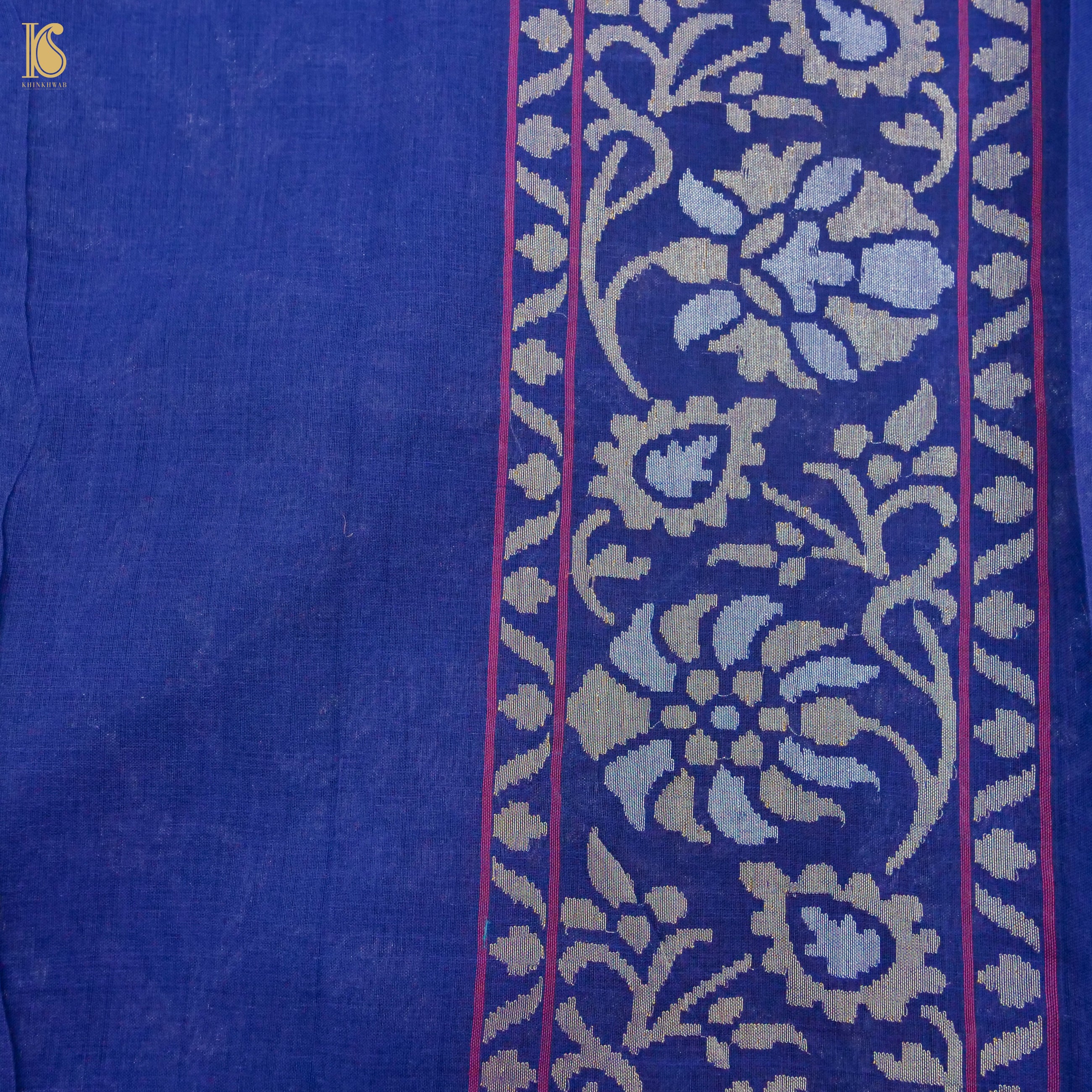 Neelambari Handwoven Pure Cotton Real Zari Banarasi Saree - Khinkhwab