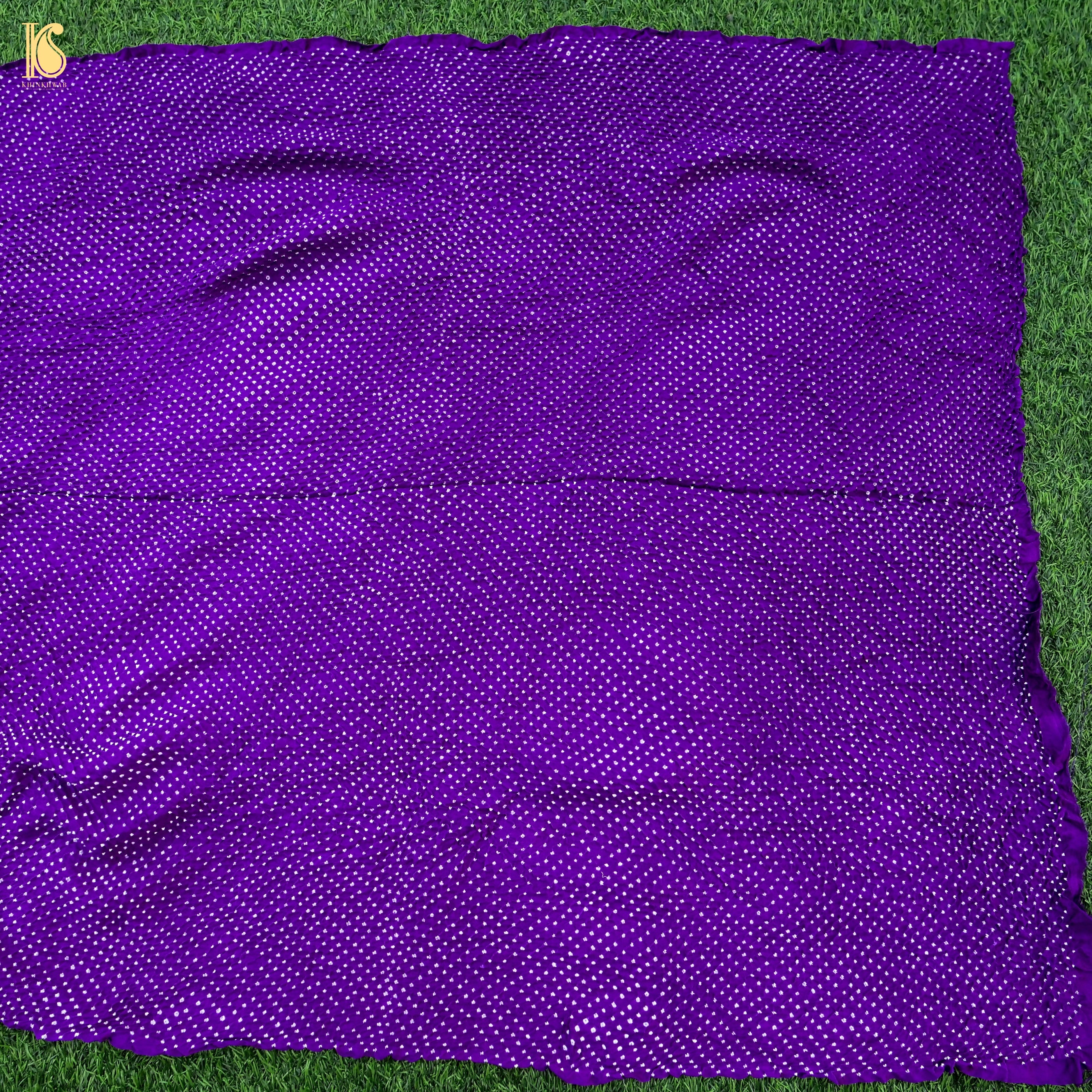 Purple Heart Pure Gajji Handloom Bandhani Fabric - Khinkhwab