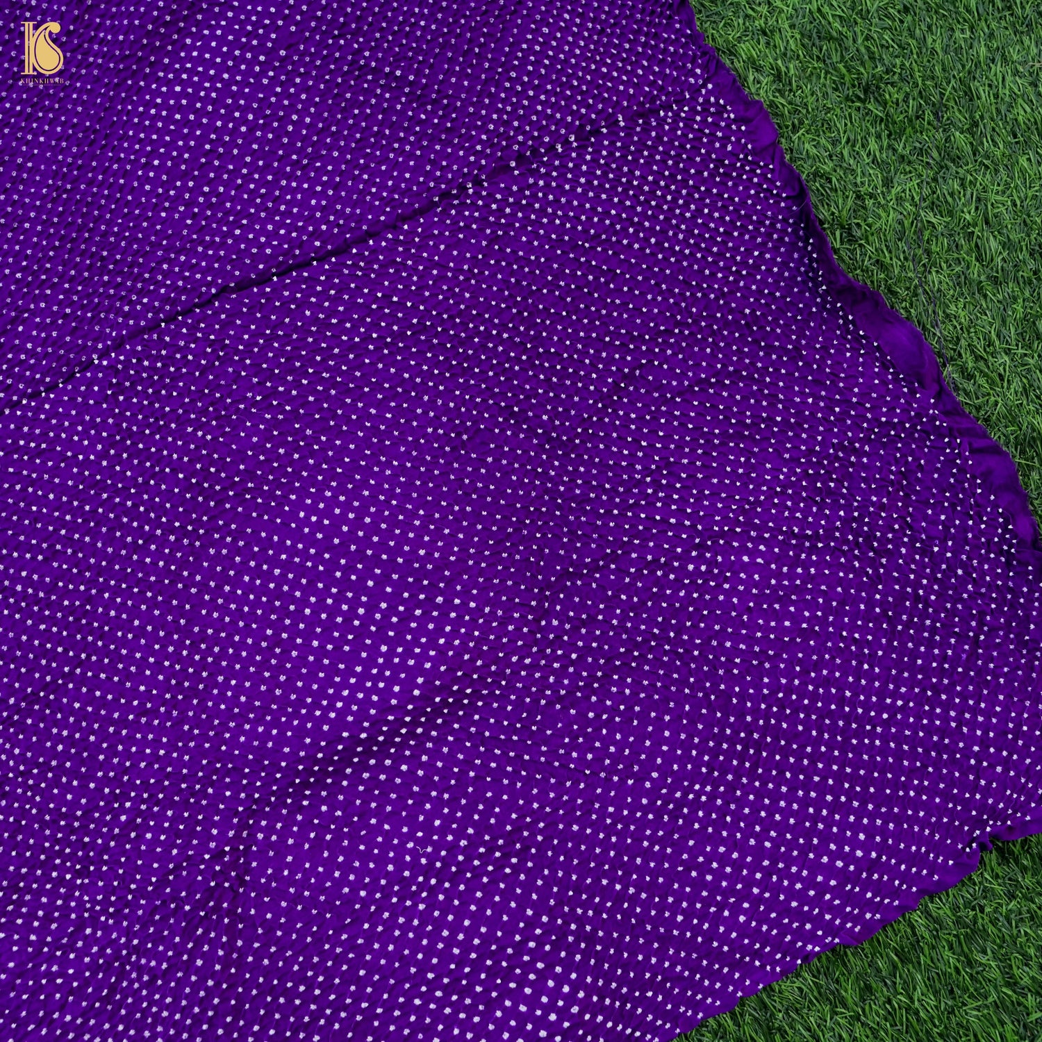 Purple Heart Pure Gajji Handloom Bandhani Fabric - Khinkhwab