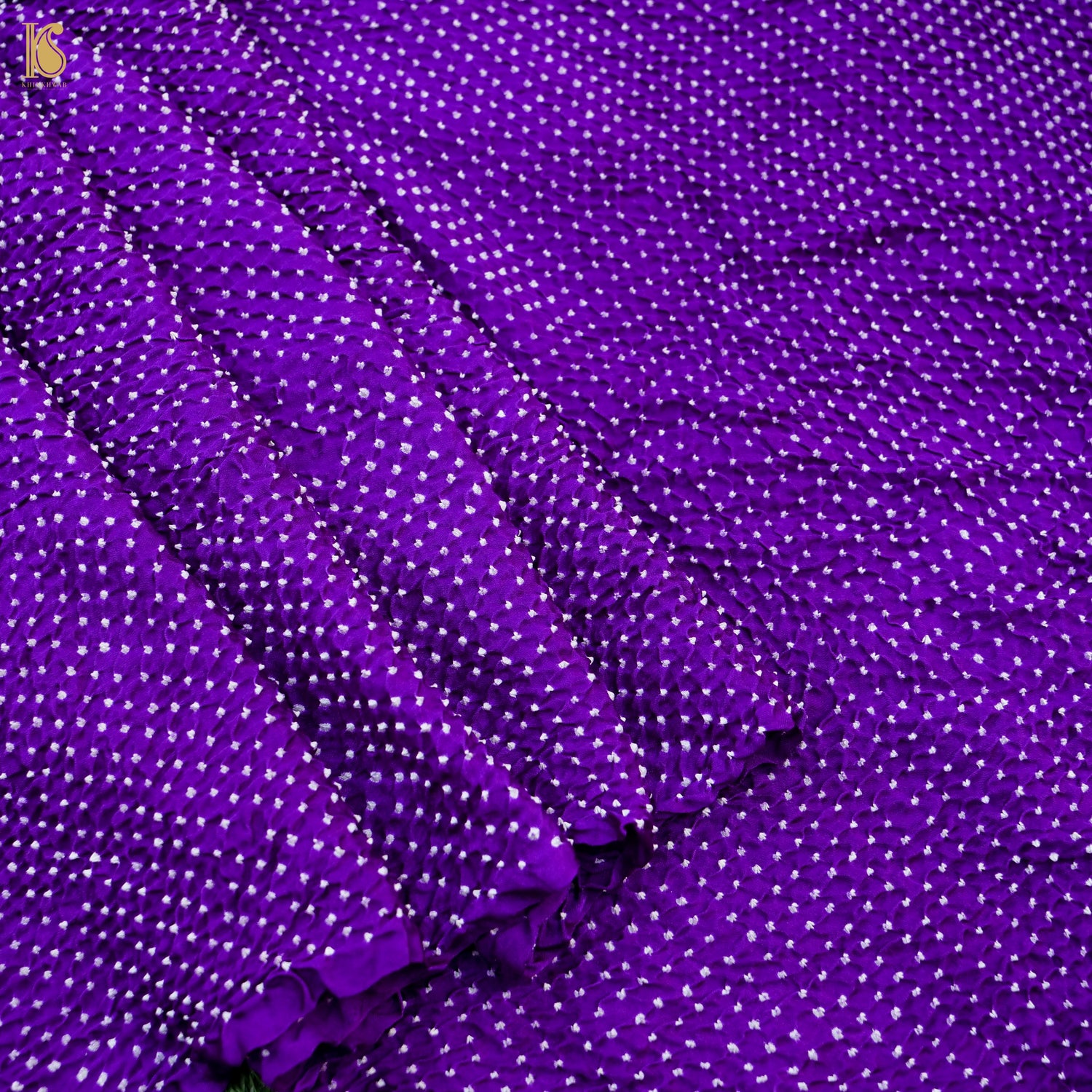 Purple Heart Pure Gajji Handloom Bandhani Fabric - Khinkhwab