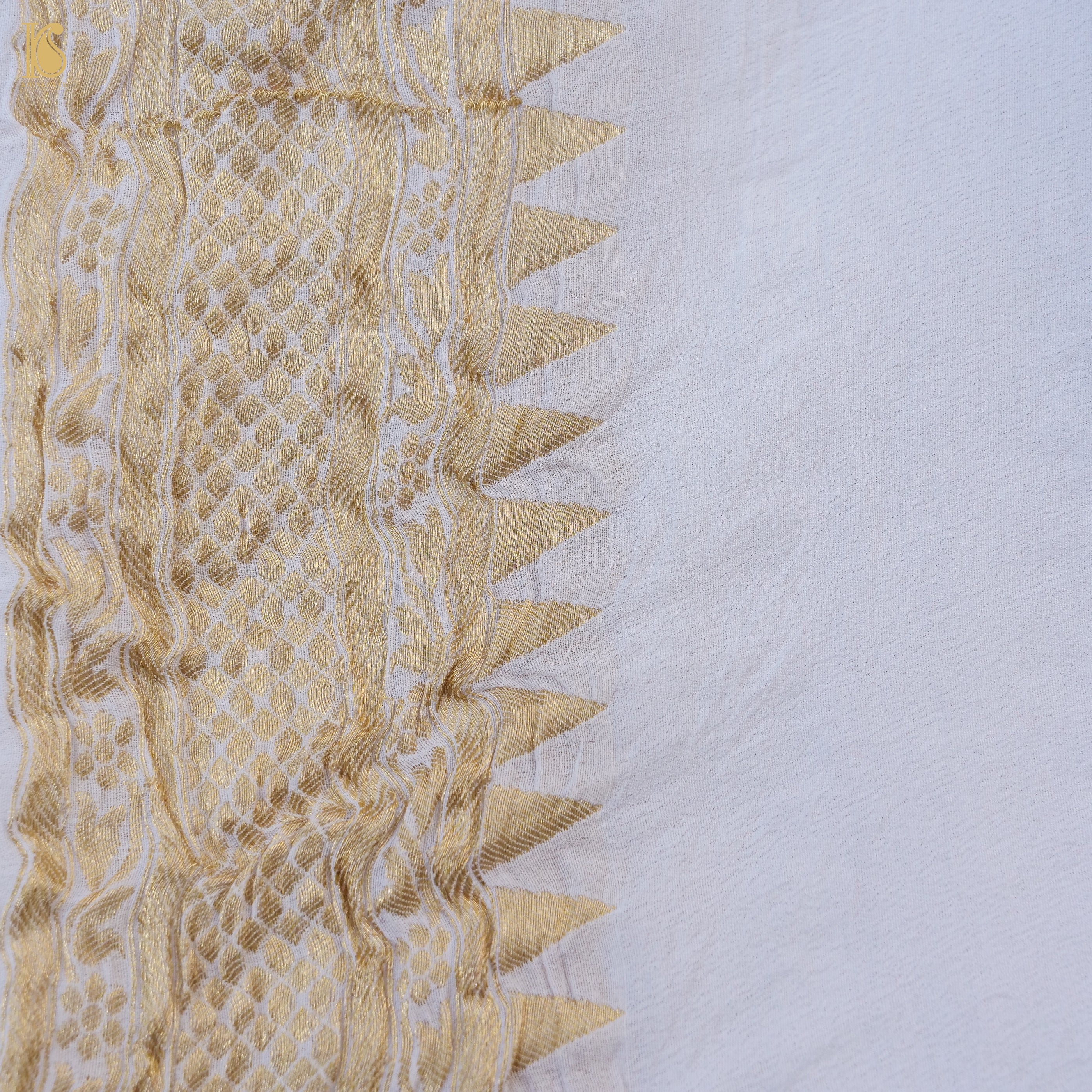 Dyeable White Pure Georgette Banarasi Meenakari Saree - Khinkhwab
