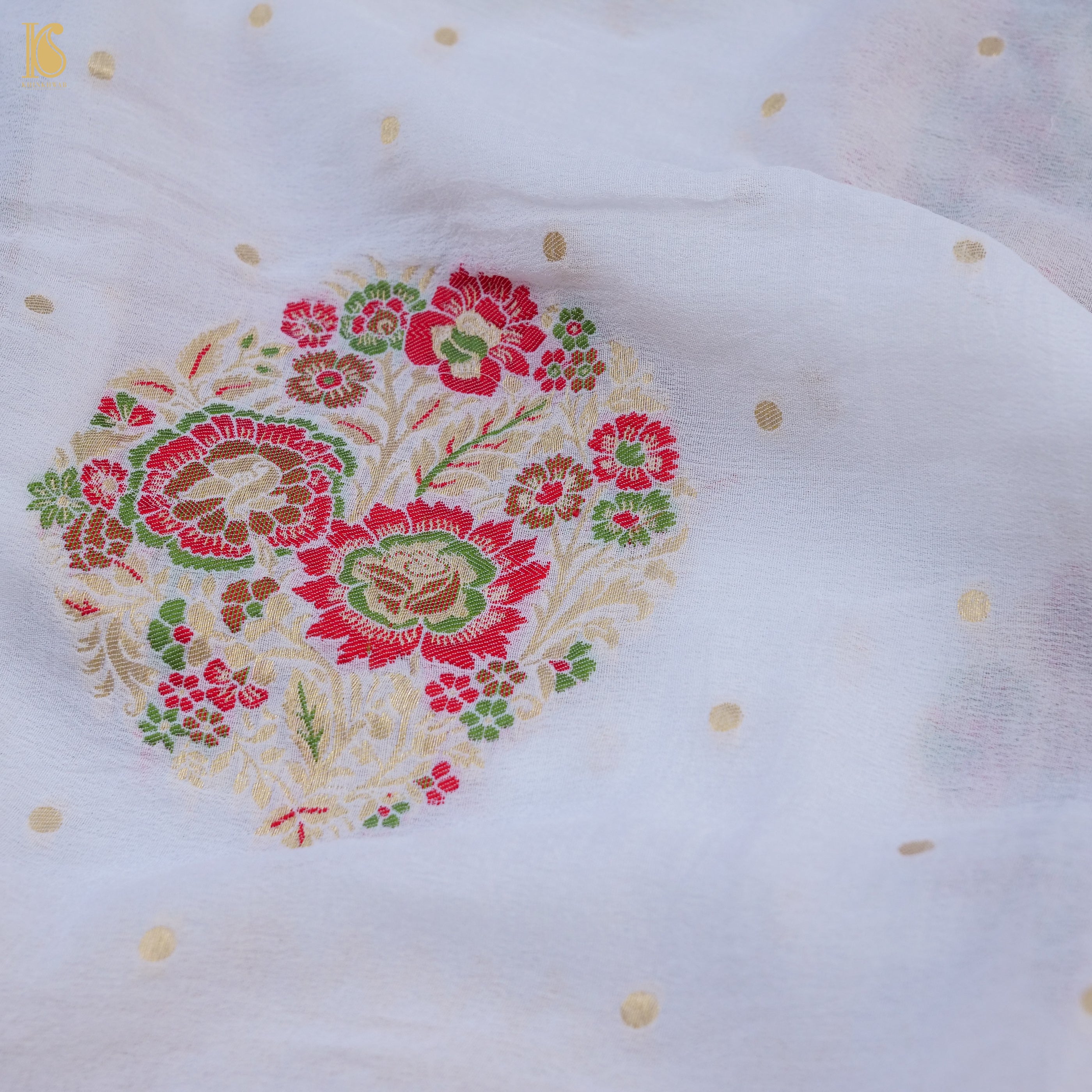 Dyeable White Pure Georgette Banarasi Meenakari Saree - Khinkhwab
