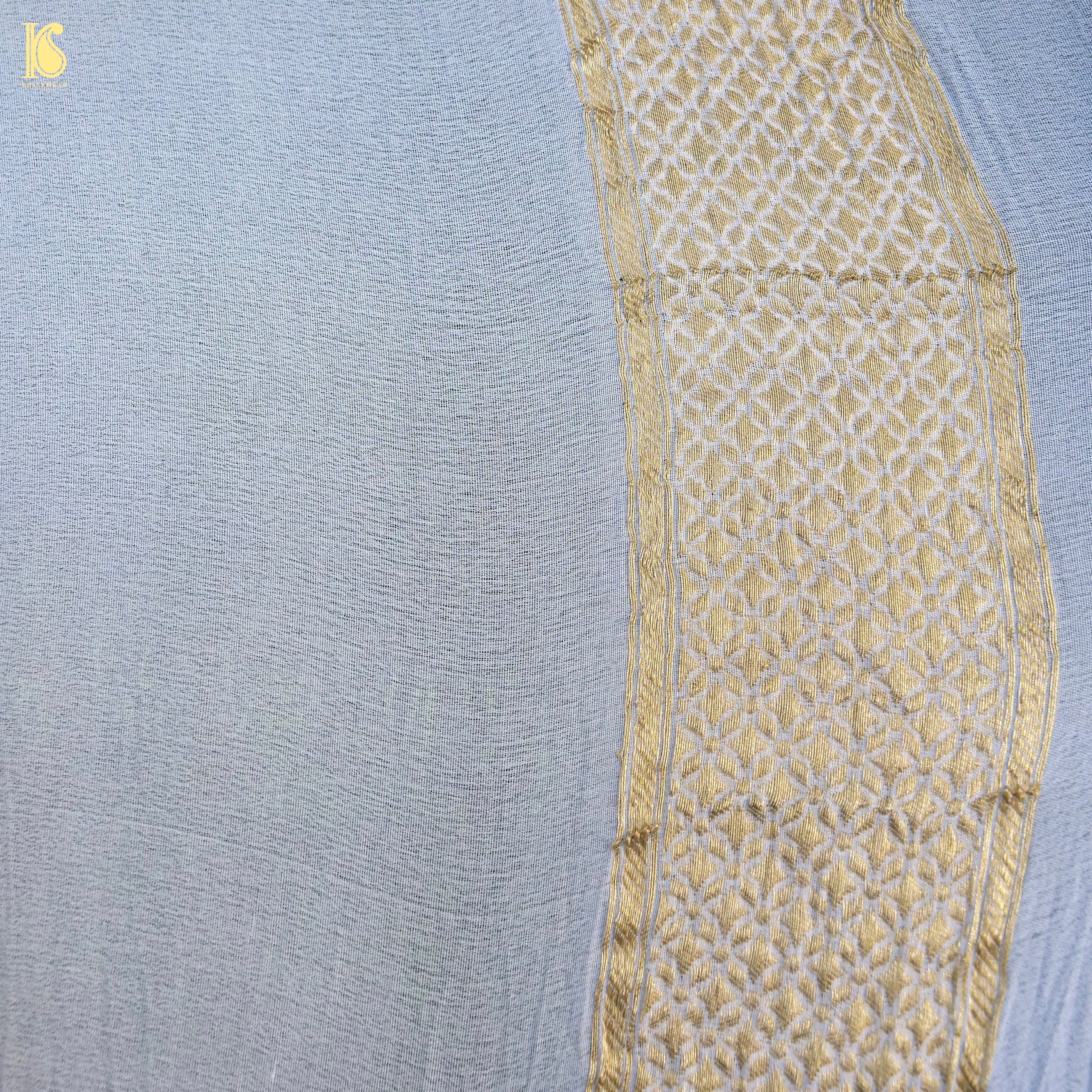 Dyeable White Pure Georgette Banarasi Meenakari Saree - Khinkhwab