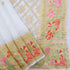 White Pure Georgette Handloom Banarasi Rose Border Saree - Khinkhwab