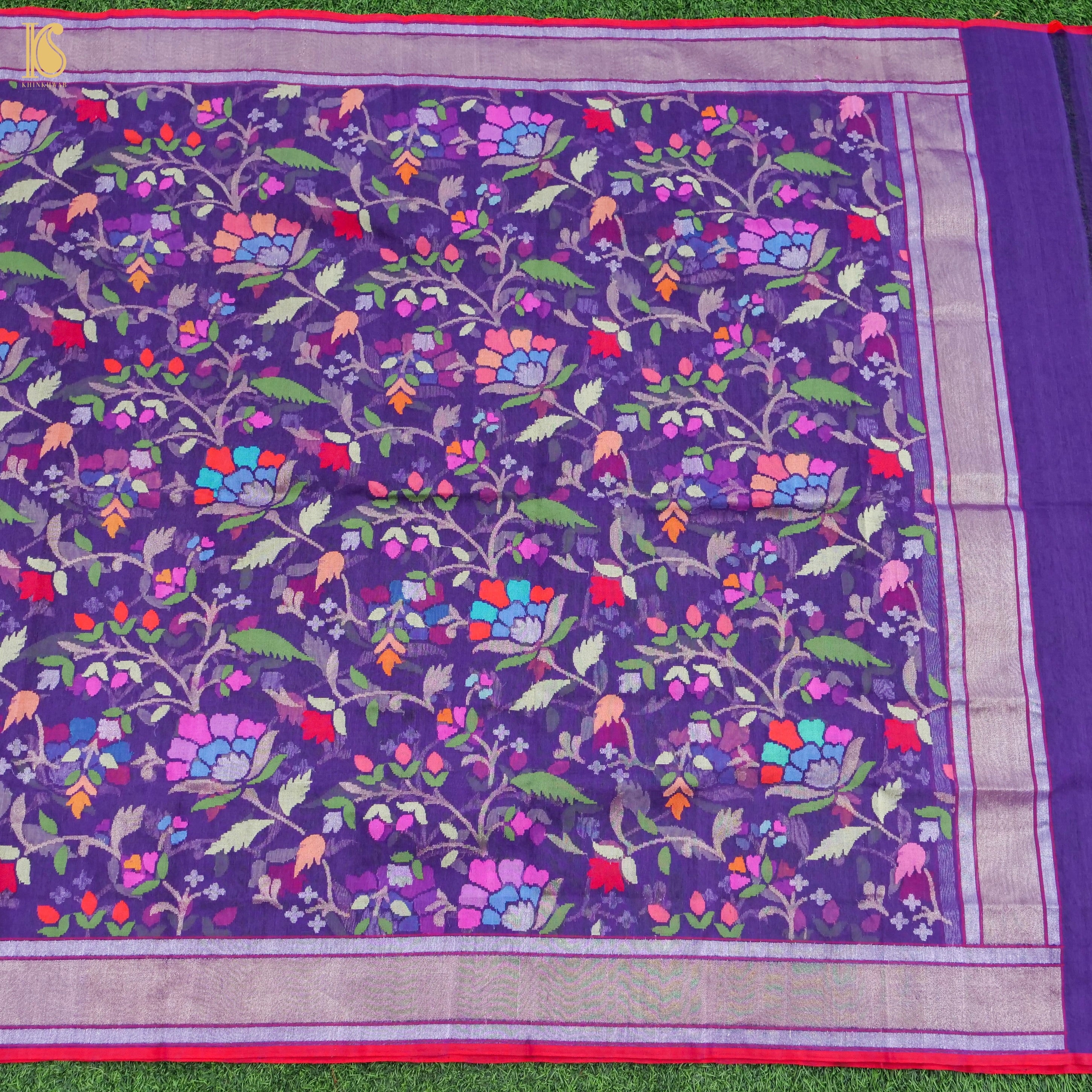 Blue Diamond Pure Cotton Real Silver Zari Handloom Banarasi Dupatta - Khinkhwab