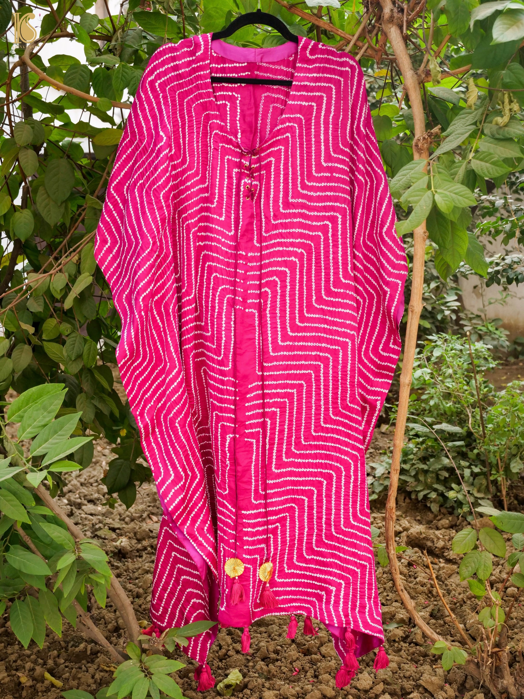 Jazzberry Jam Pure Gajji Silk Bandhani Stitched Kaftan - Khinkhwab
