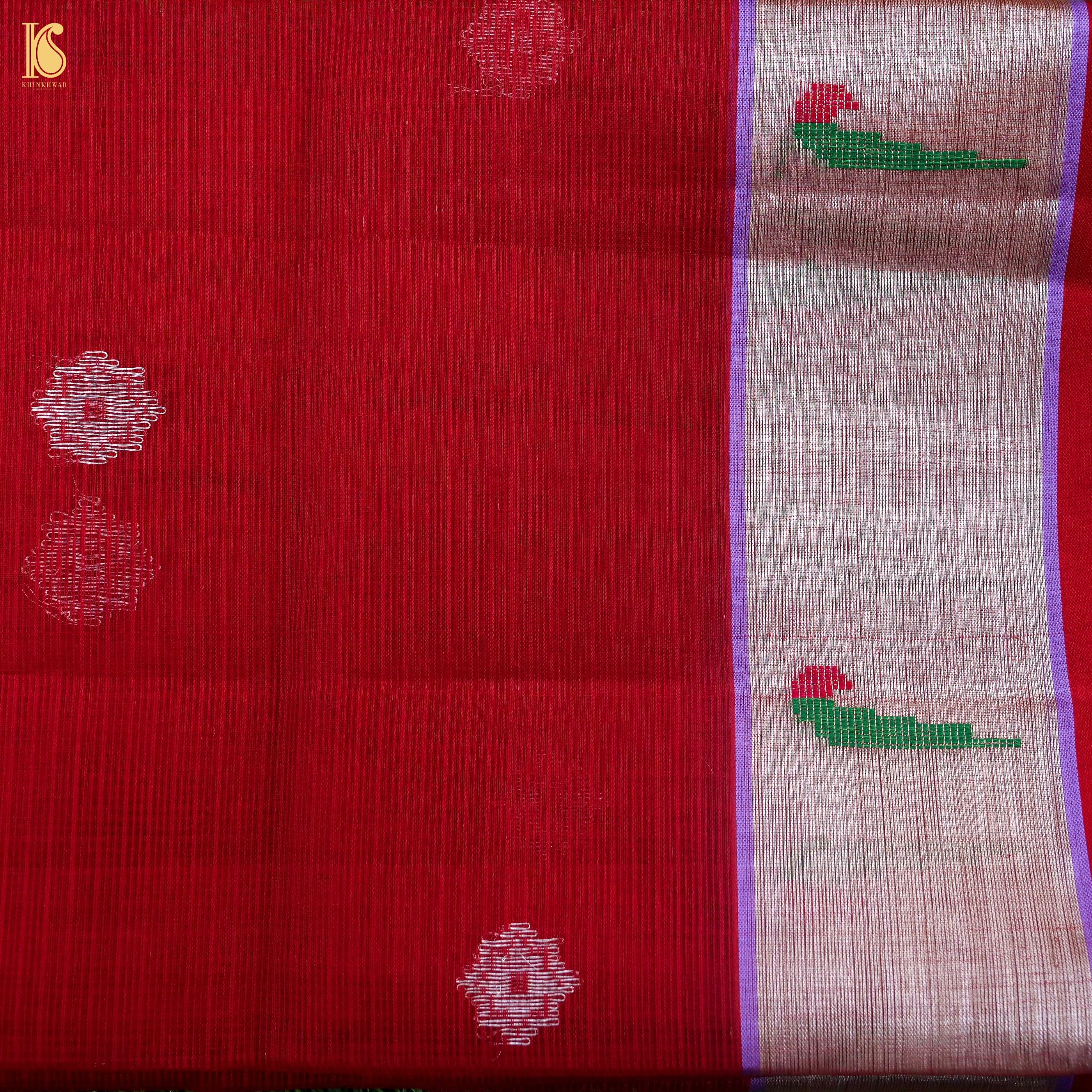 Handwoven Mulberry Pink Real Zari Kota Silk Saree with Muniya Border - Khinkhwab