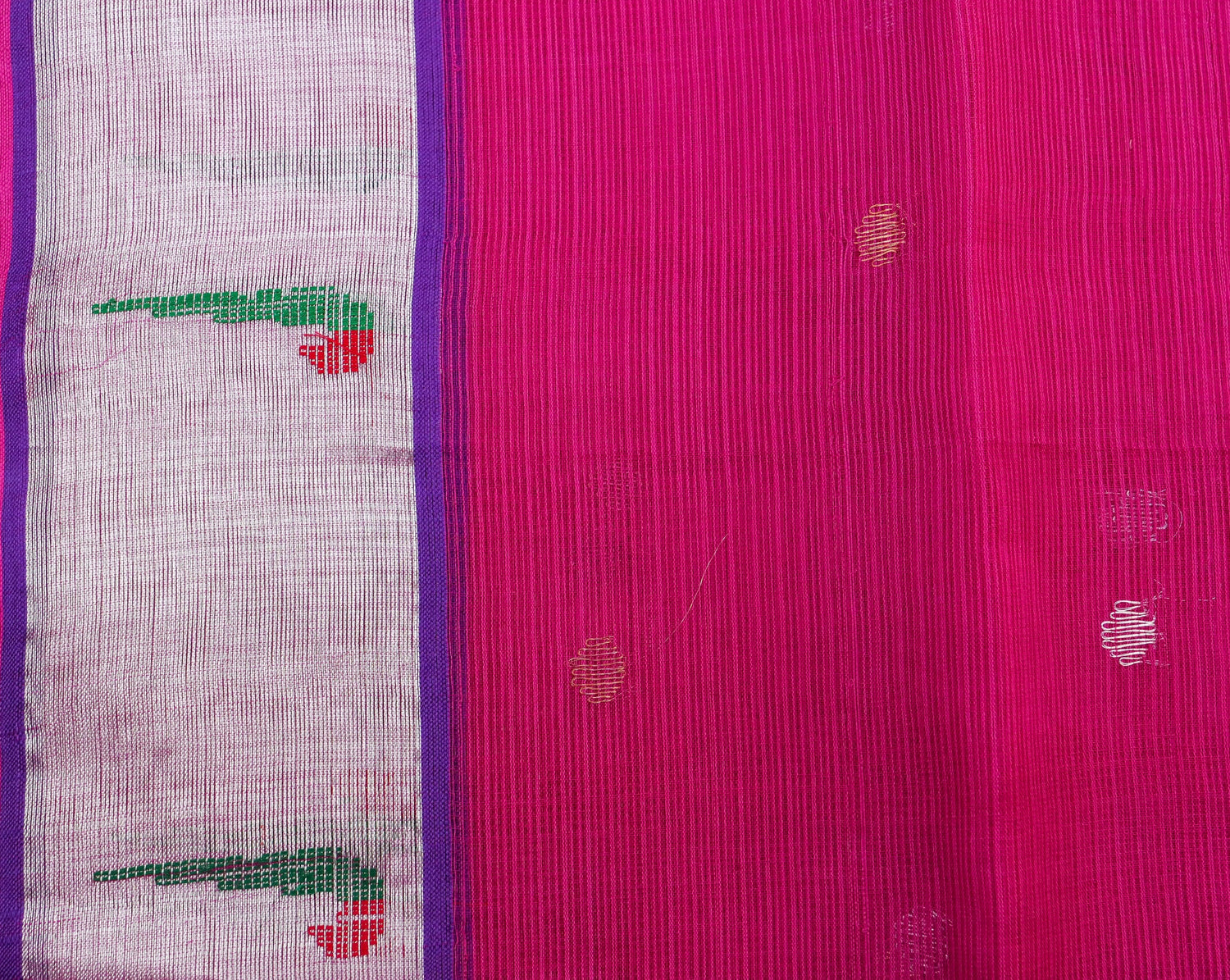 Handwoven Hopbush Pink Real Zari Kota Silk by Tissue Saree with Muniya Border - Khinkhwab