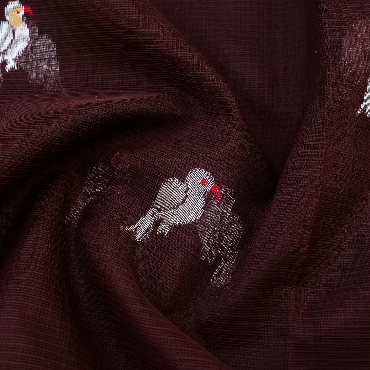 Handwoven Tosca Brown Real Zari Kota Silk Saree with Muniya Border - Khinkhwab