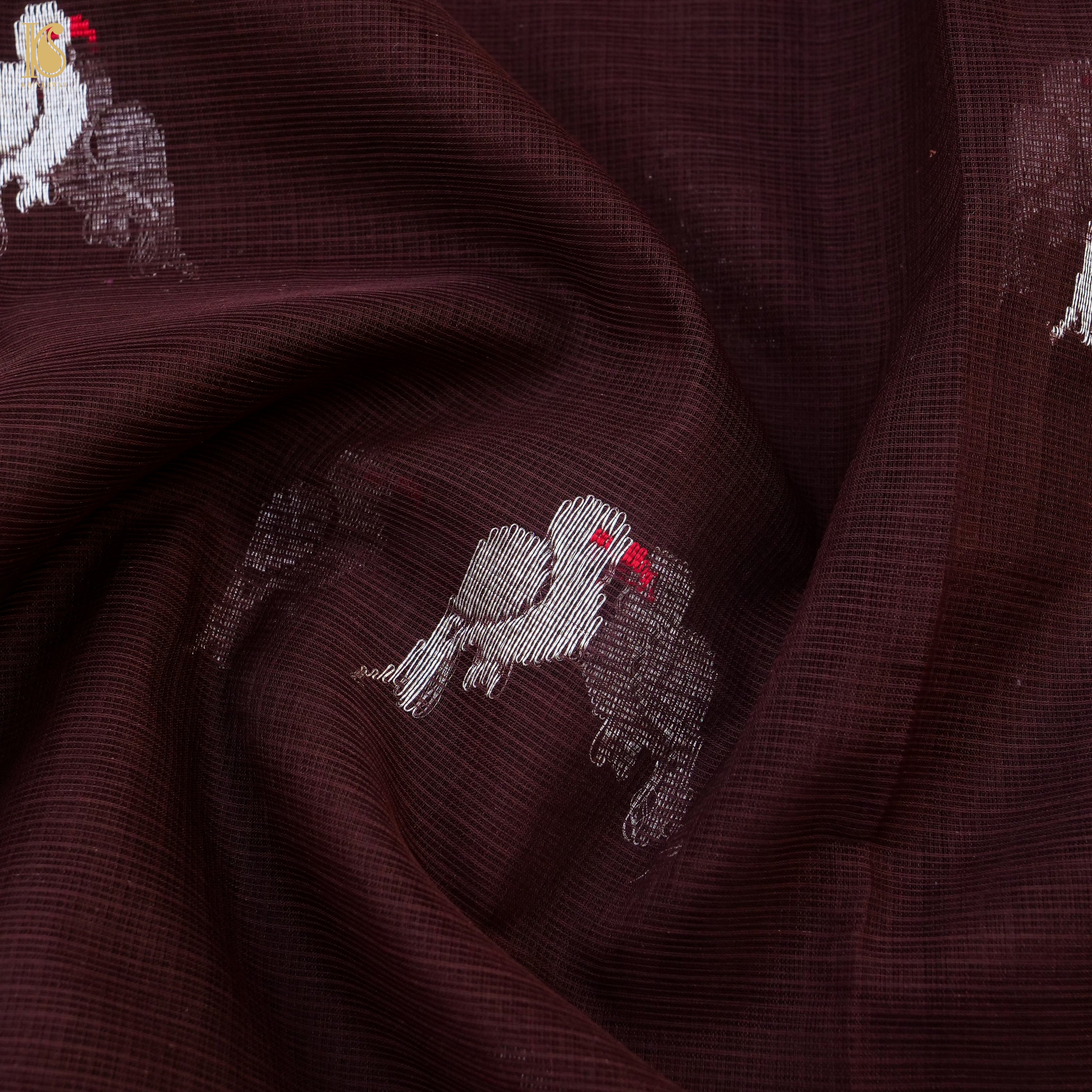 Handwoven Tosca Brown Real Zari Kota Silk Saree with Muniya Border - Khinkhwab