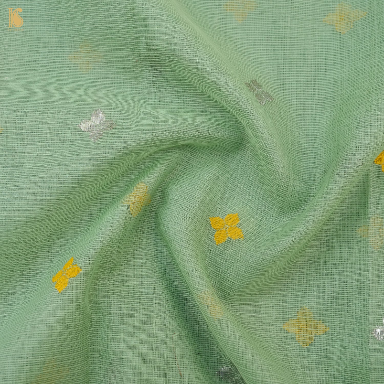 Handwoven Mantle Green Real Zari Kota Silk Saree with Muniya Border - Khinkhwab