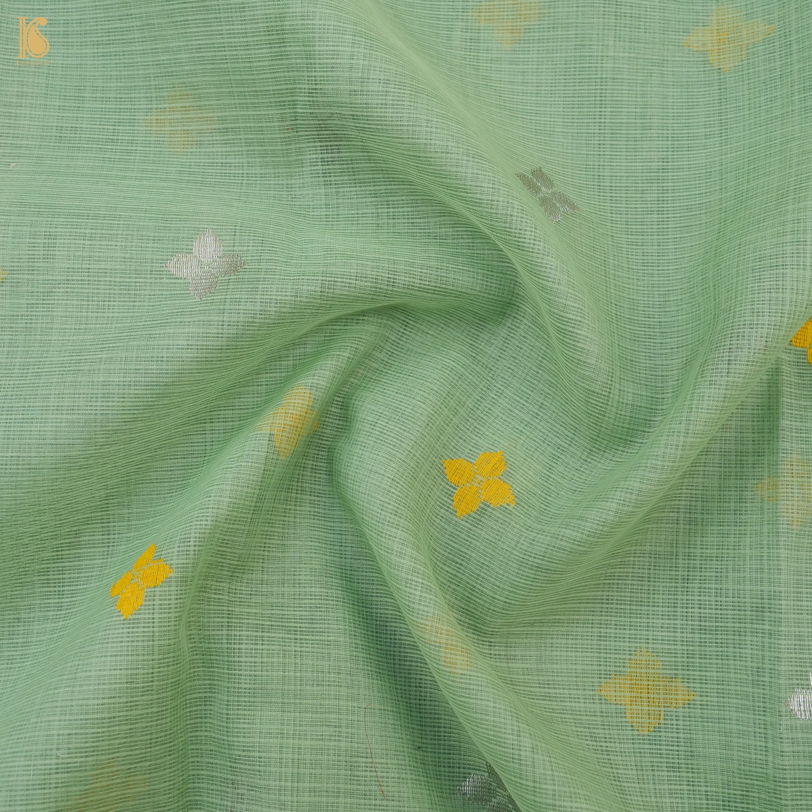 Handwoven Mantle Green Real Zari Kota Silk Saree with Muniya Border - Khinkhwab