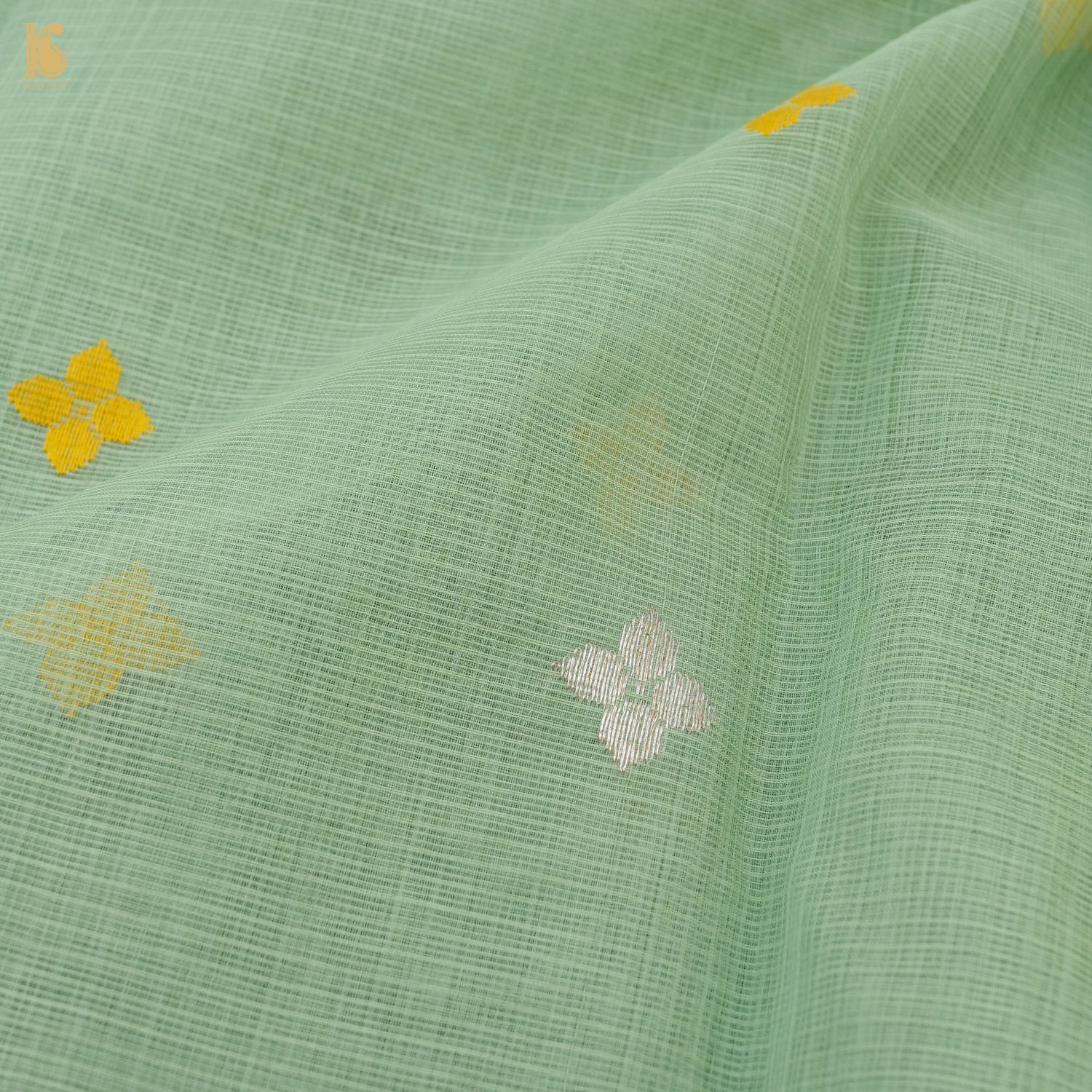 Handwoven Mantle Green Real Zari Kota Silk Saree with Muniya Border - Khinkhwab